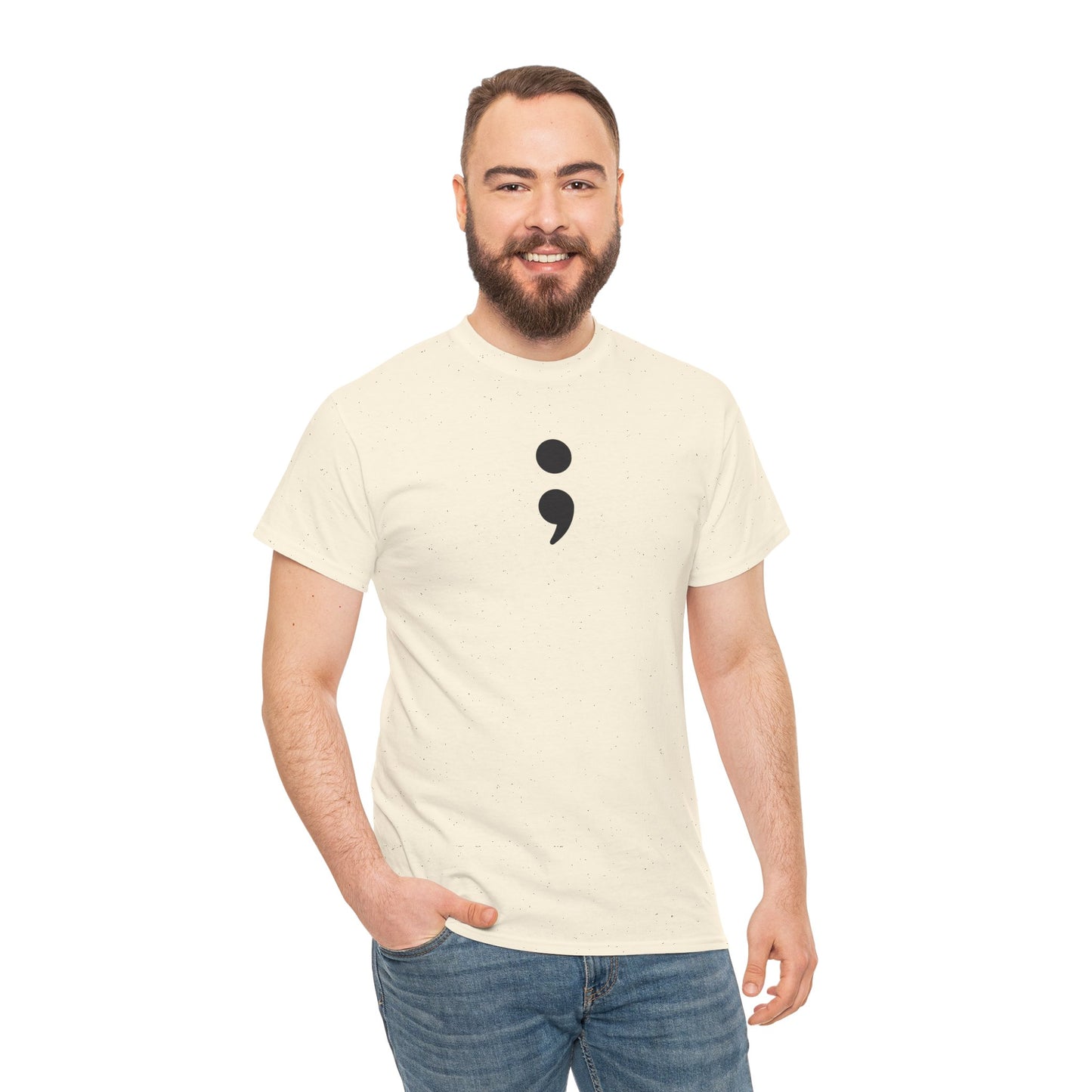 Semi Colon-Suicide Prevention Awareness-Heavy Cotton Tee