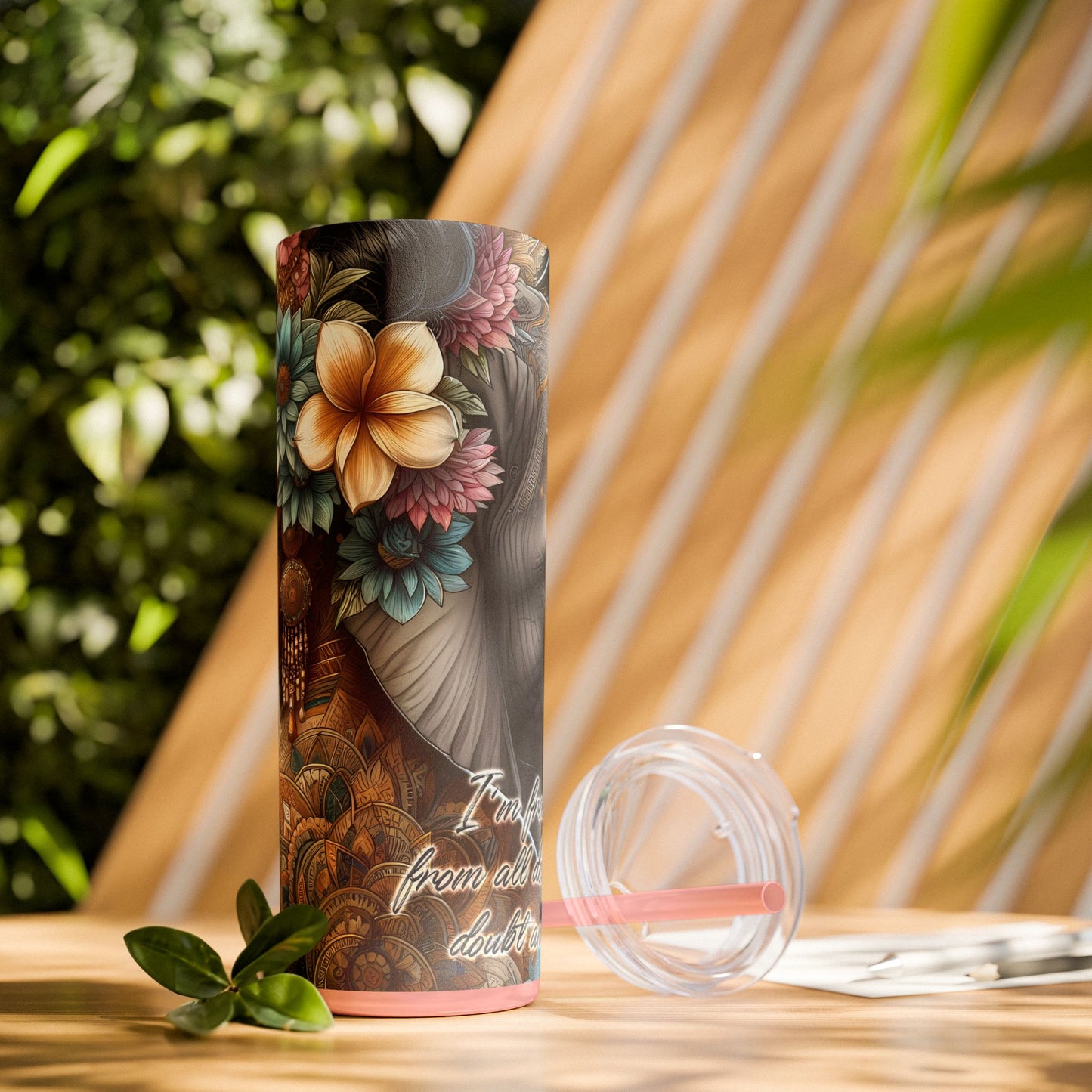 Im freeing myself from doubt and fear-Affirmation Art Skinny Tumbler - 20oz with Straw