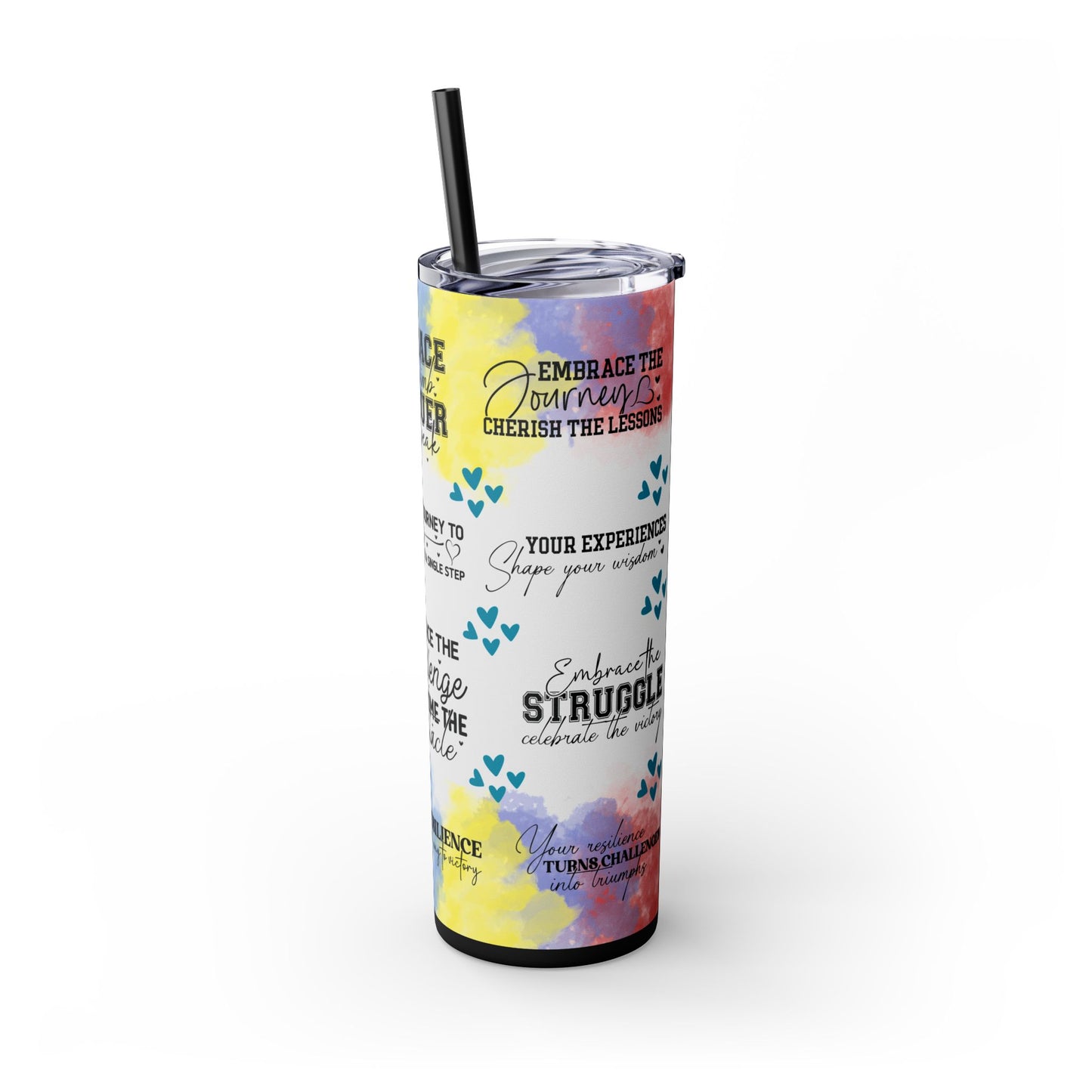 Embrace the Challenge-Bohemian Art Skinny Tumbler - 20oz with Straw, Inspirational Quote