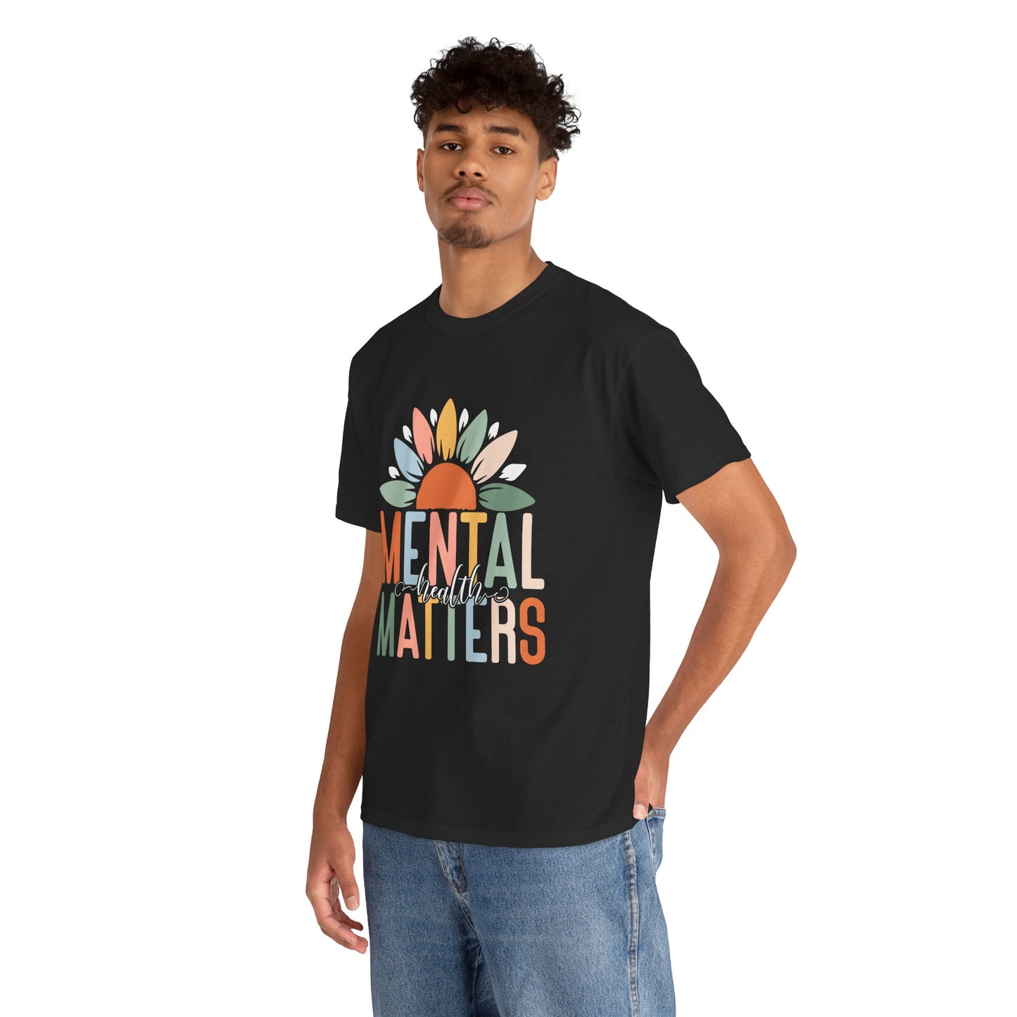 Mental Health Matters-Sunflower Design-Heavy Cotton Tee