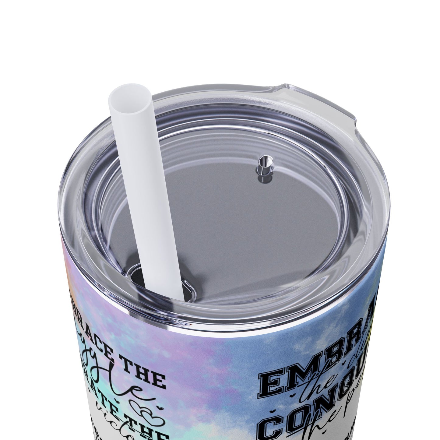 Embrace the Challenge-Bohemian Art Skinny Tumbler - 20oz with Straw, Inspirational Quote