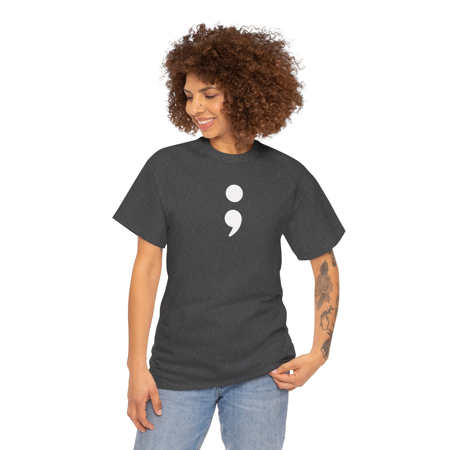 Semi Colon-Suicide Prevention Awareness-Heavy Cotton Tee