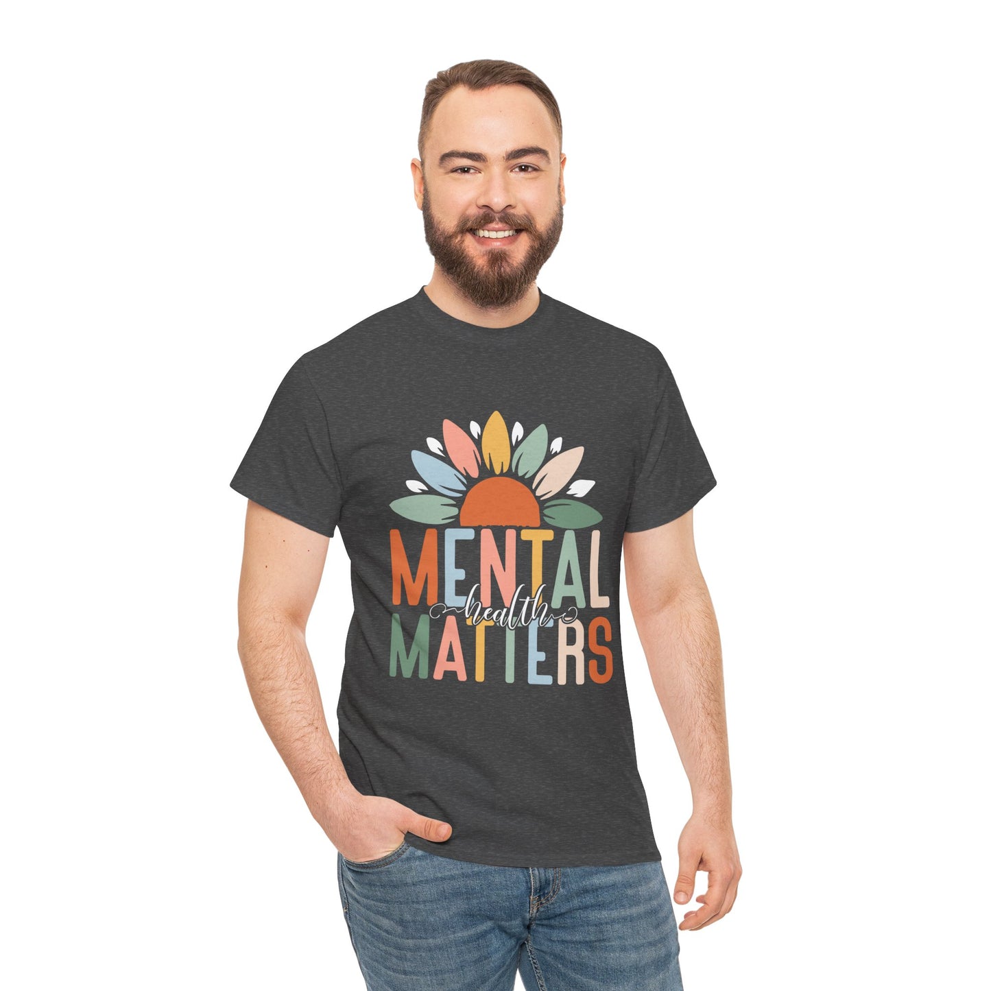 Mental Health Matters-Sunflower Design-Heavy Cotton Tee