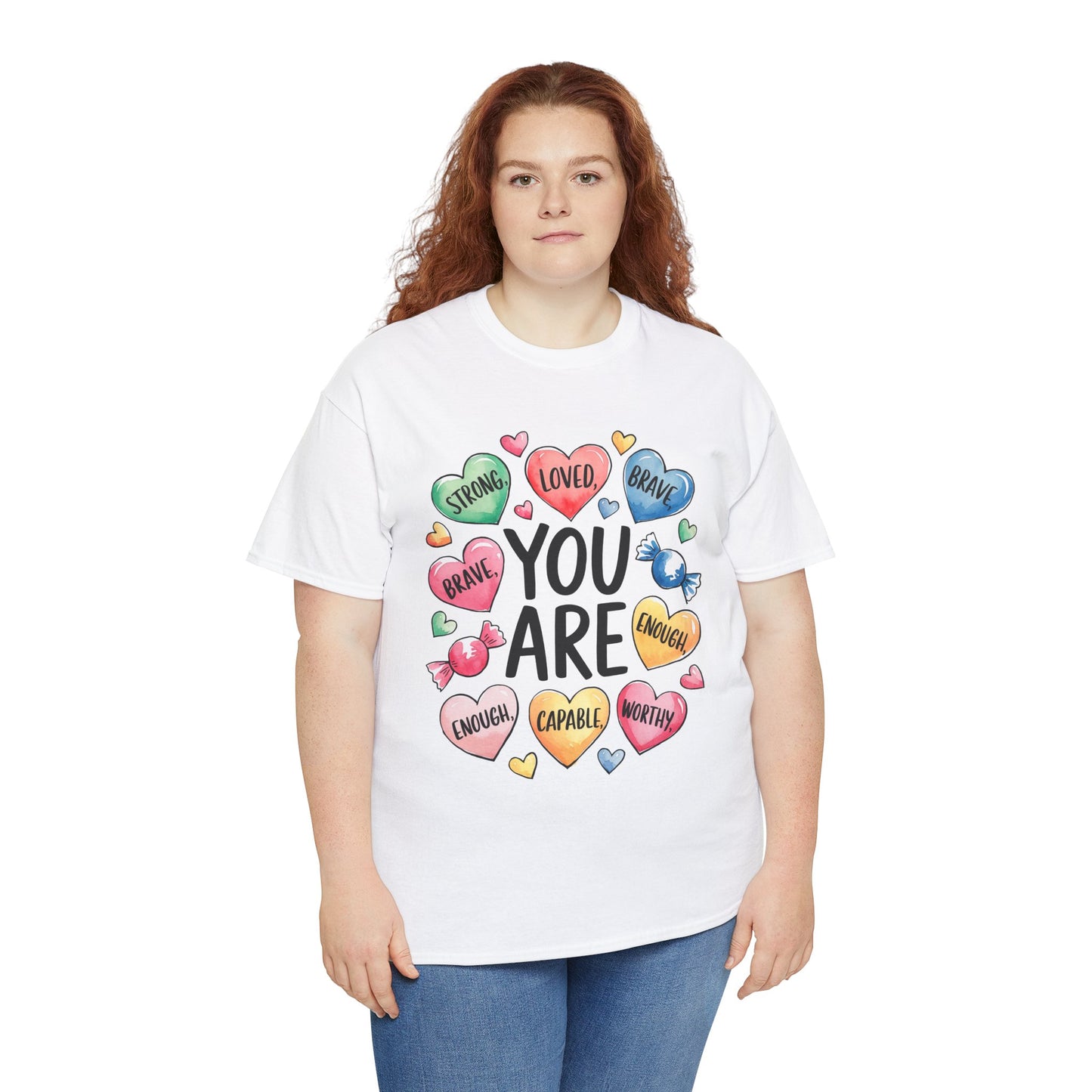Self Love Inspirational Unisex Heavy Cotton Tee-You are Loved, Strong, Enough