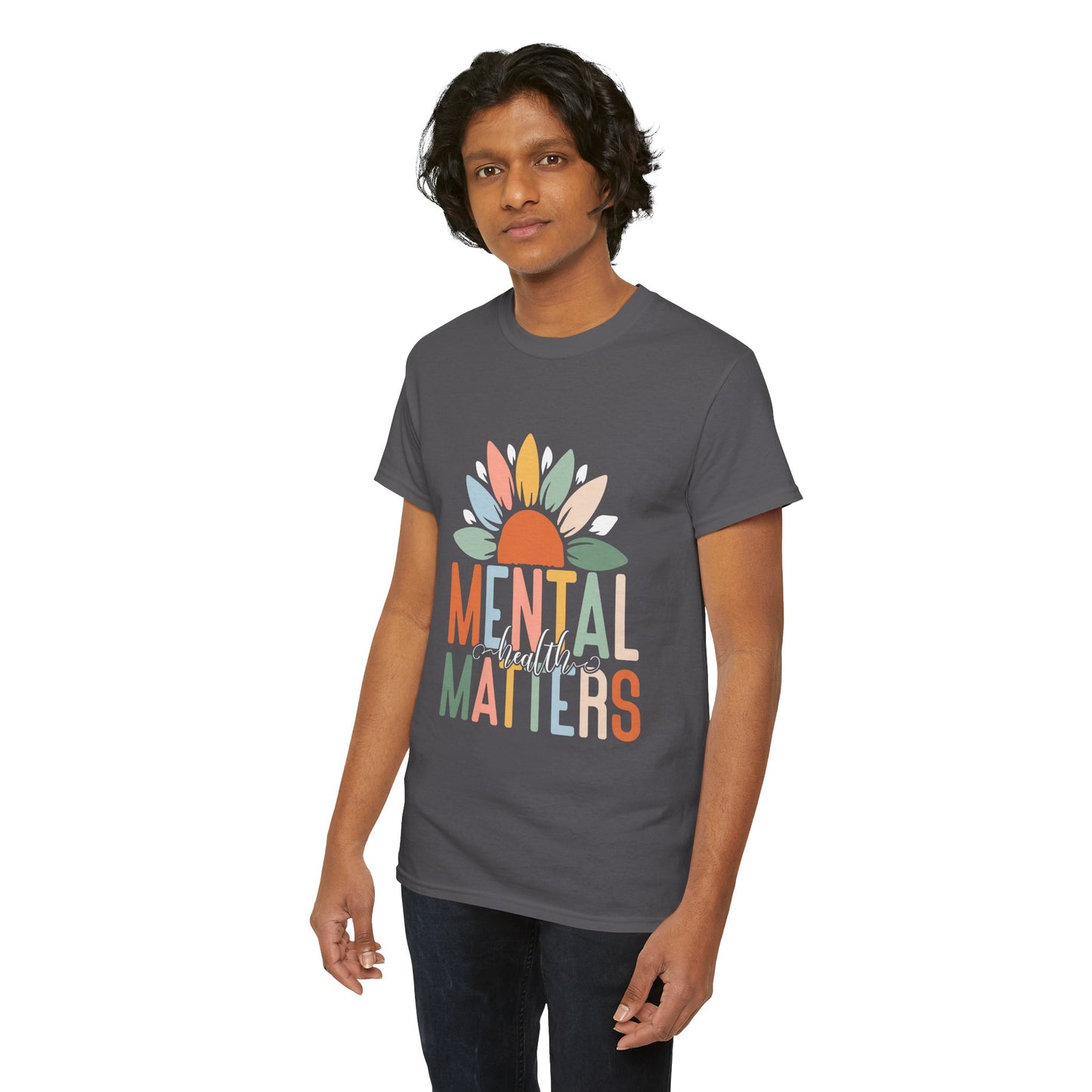 Mental Health Matters-Sunflower Design-Heavy Cotton Tee