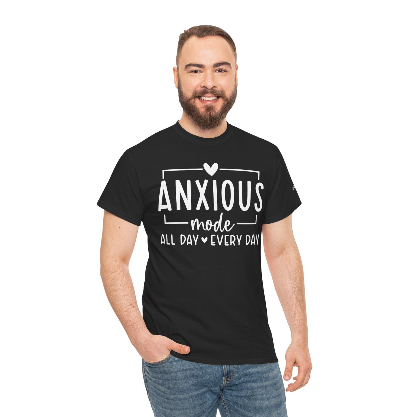 Anxious Mode-All day -everyday-Deep Breathe-Heavy Cotton Tee