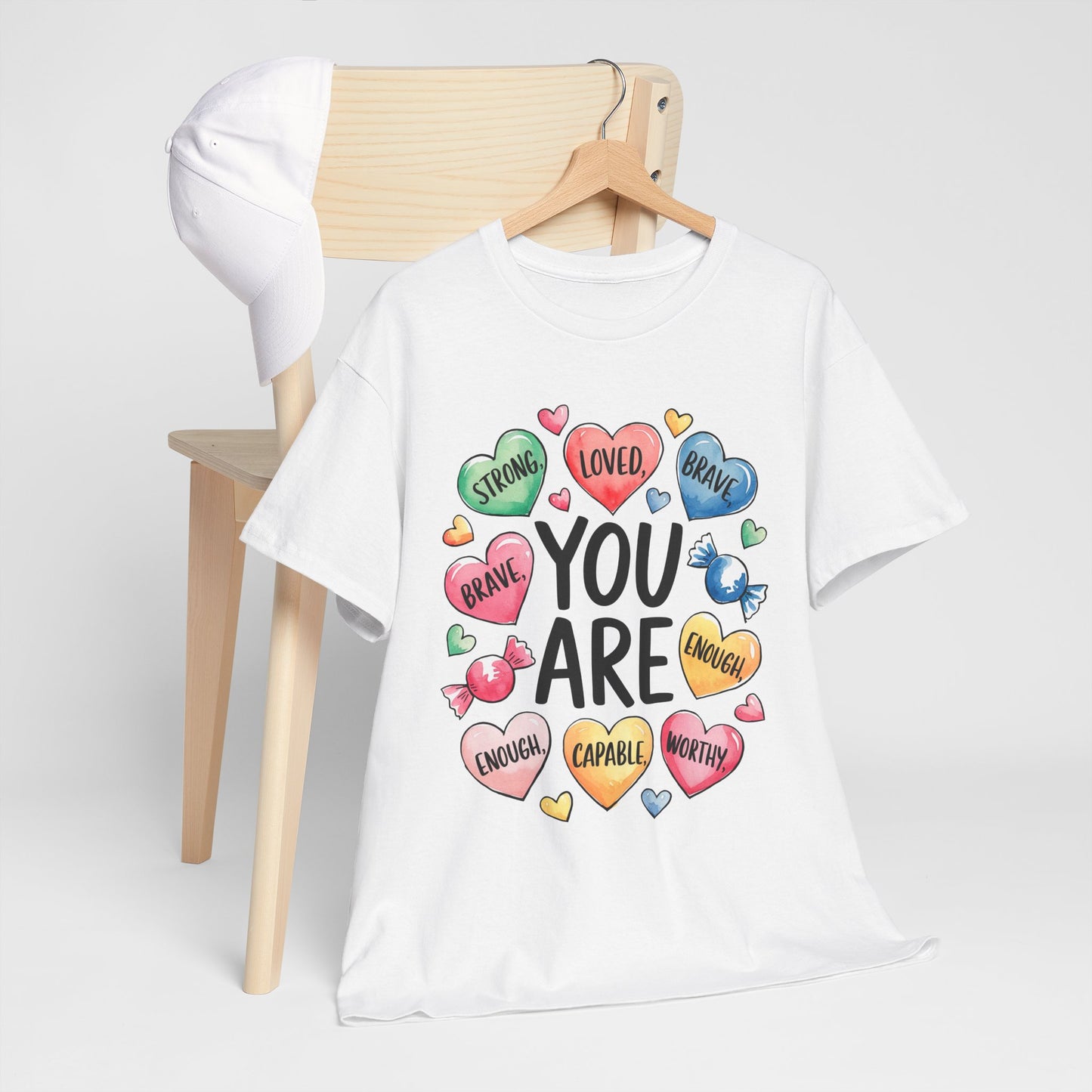 Self Love Inspirational Unisex Heavy Cotton Tee-You are Loved, Strong, Enough