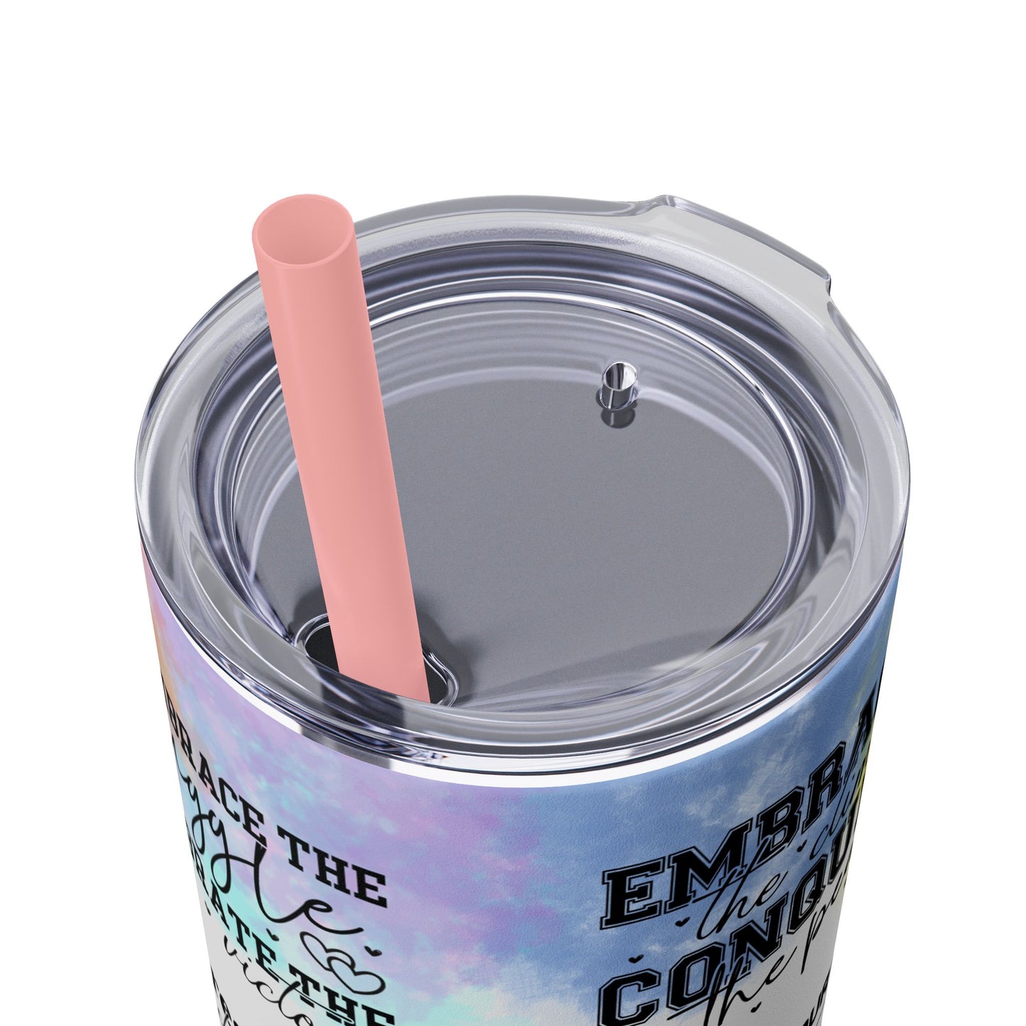 Embrace the Challenge-Bohemian Art Skinny Tumbler - 20oz with Straw, Inspirational Quote