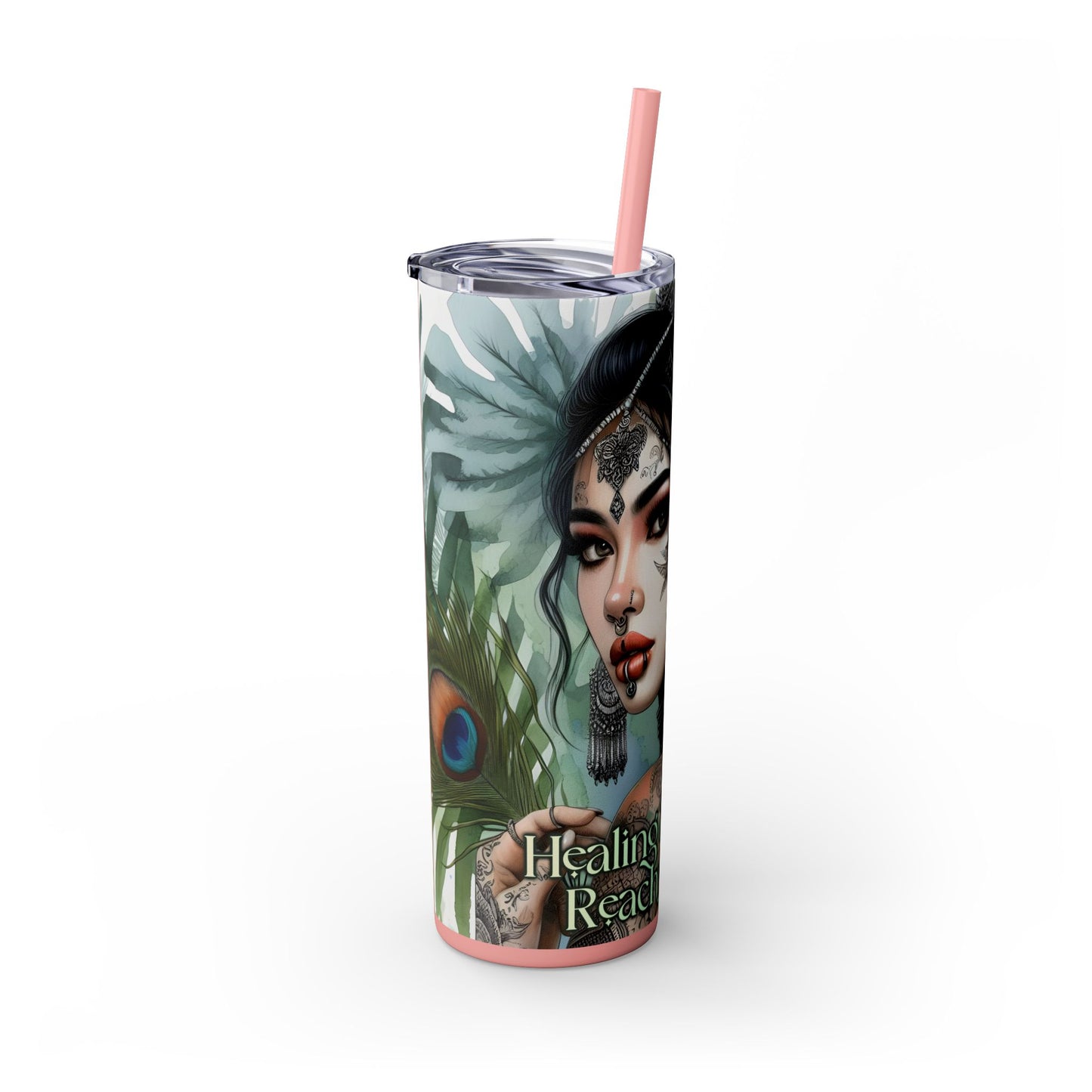 Healing is within your reach-Affirmation Art Skinny Tumbler - 20oz with Straw, Inspirational Quote