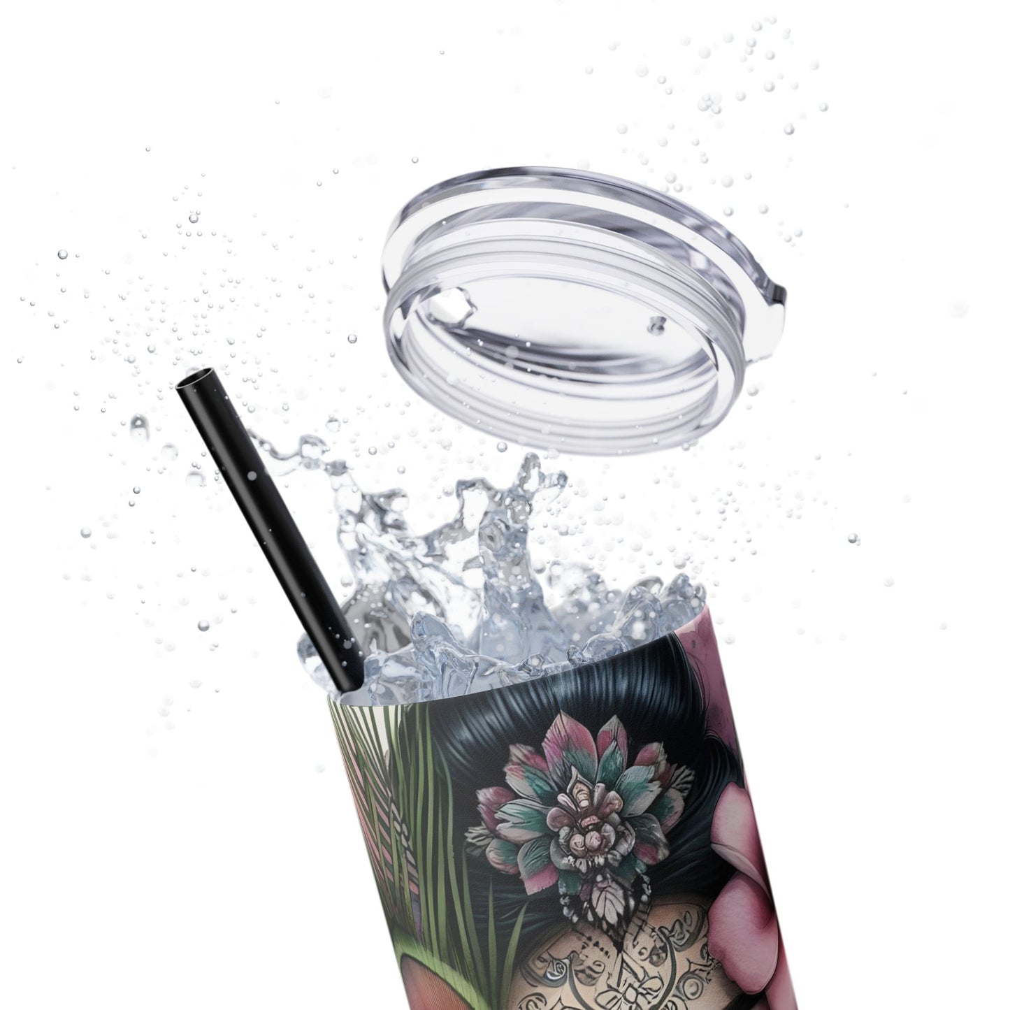 Im Thankful for thelove in my life -Affirmation Art Skinny Tumbler - 20oz with Straw