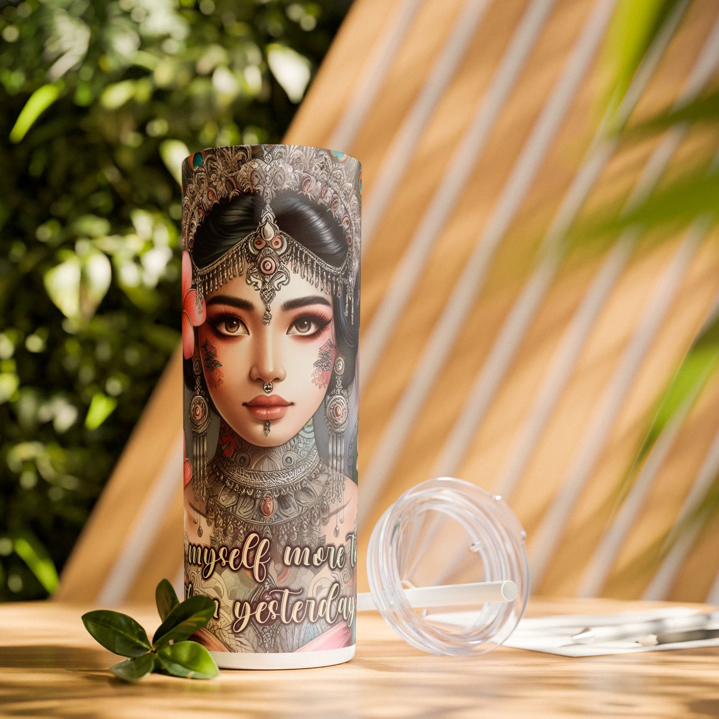 I love today more than yesterday-Affirmation Art Skinny Tumbler - 20oz with Straw