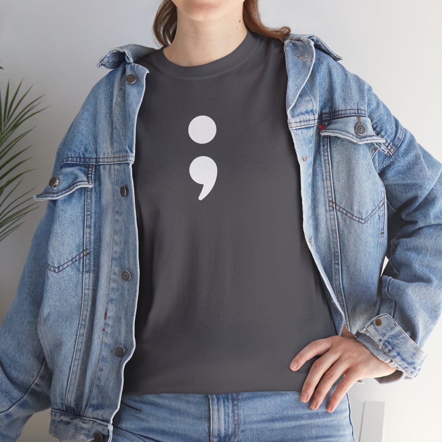 Semi Colon-Suicide Prevention Awareness-Heavy Cotton Tee