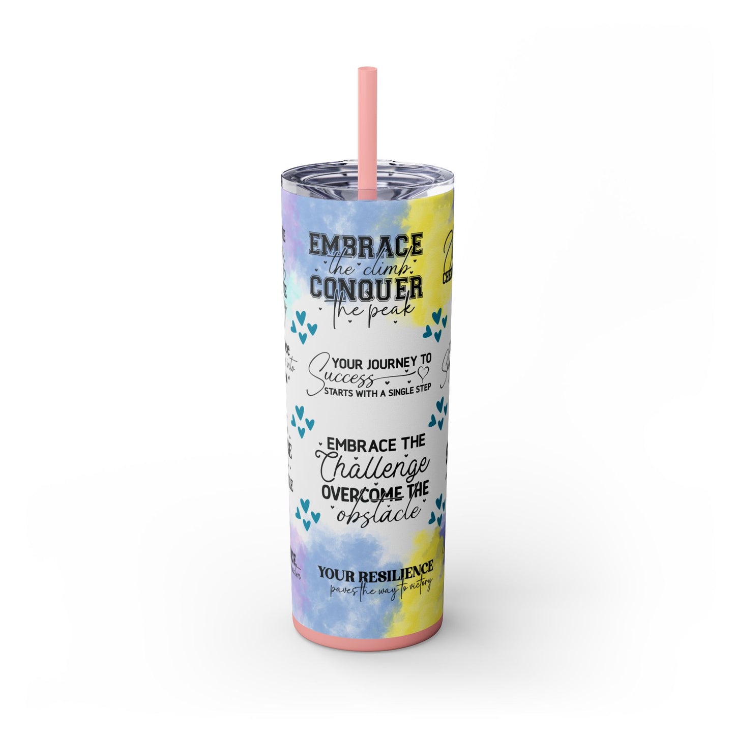 Embrace the Challenge-Bohemian Art Skinny Tumbler - 20oz with Straw, Inspirational Quote