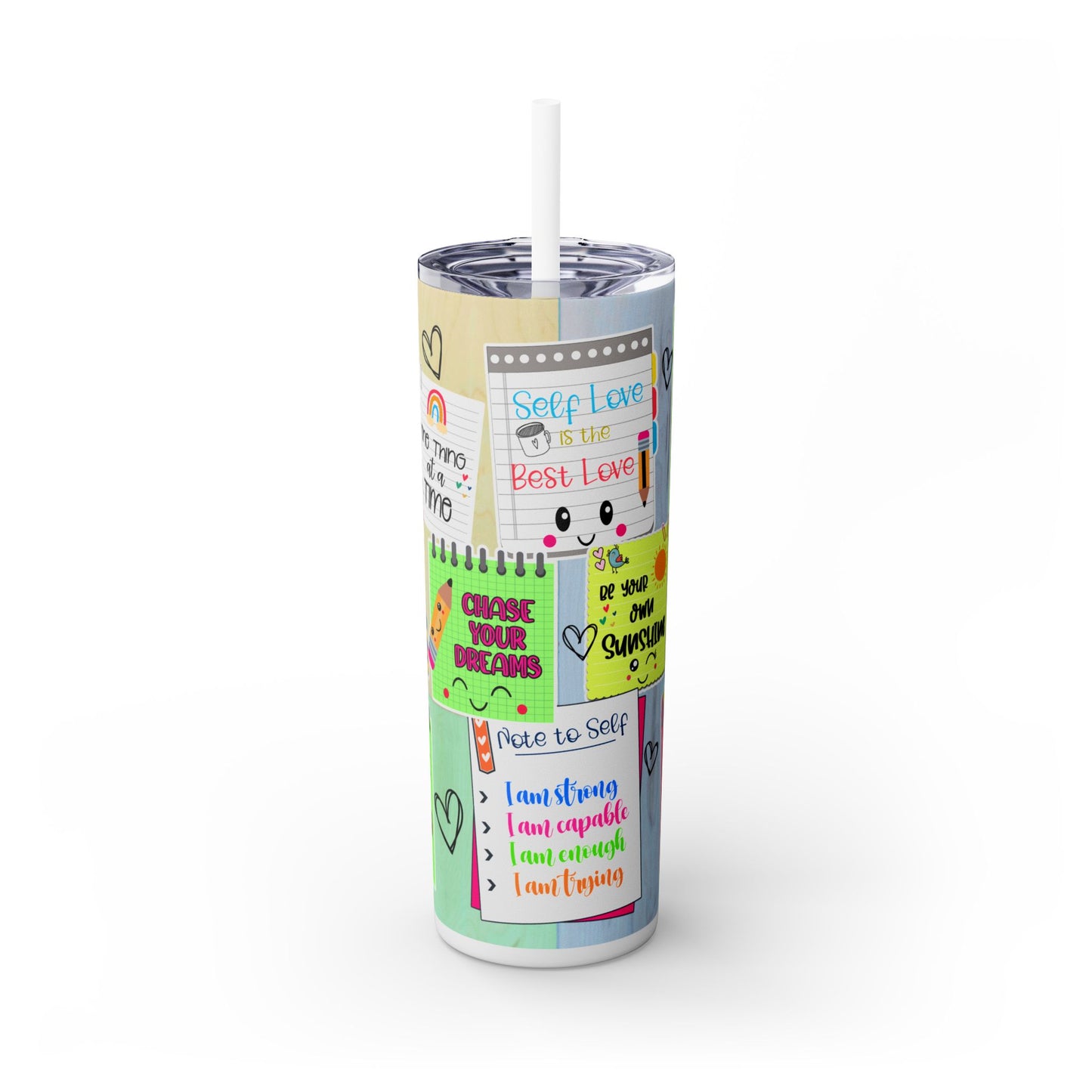 Chase Your Dreams- Self Love Skinny Tumbler with Straw, 20oz