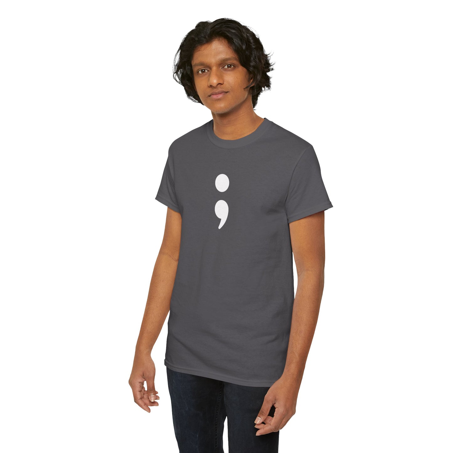 Semi Colon-Suicide Prevention Awareness-Heavy Cotton Tee