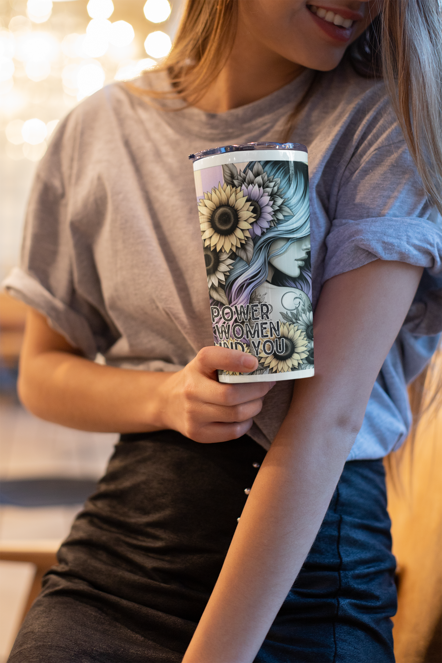 Inspirational Skinny Tumbler | 20oz Floral Motivation with Straw