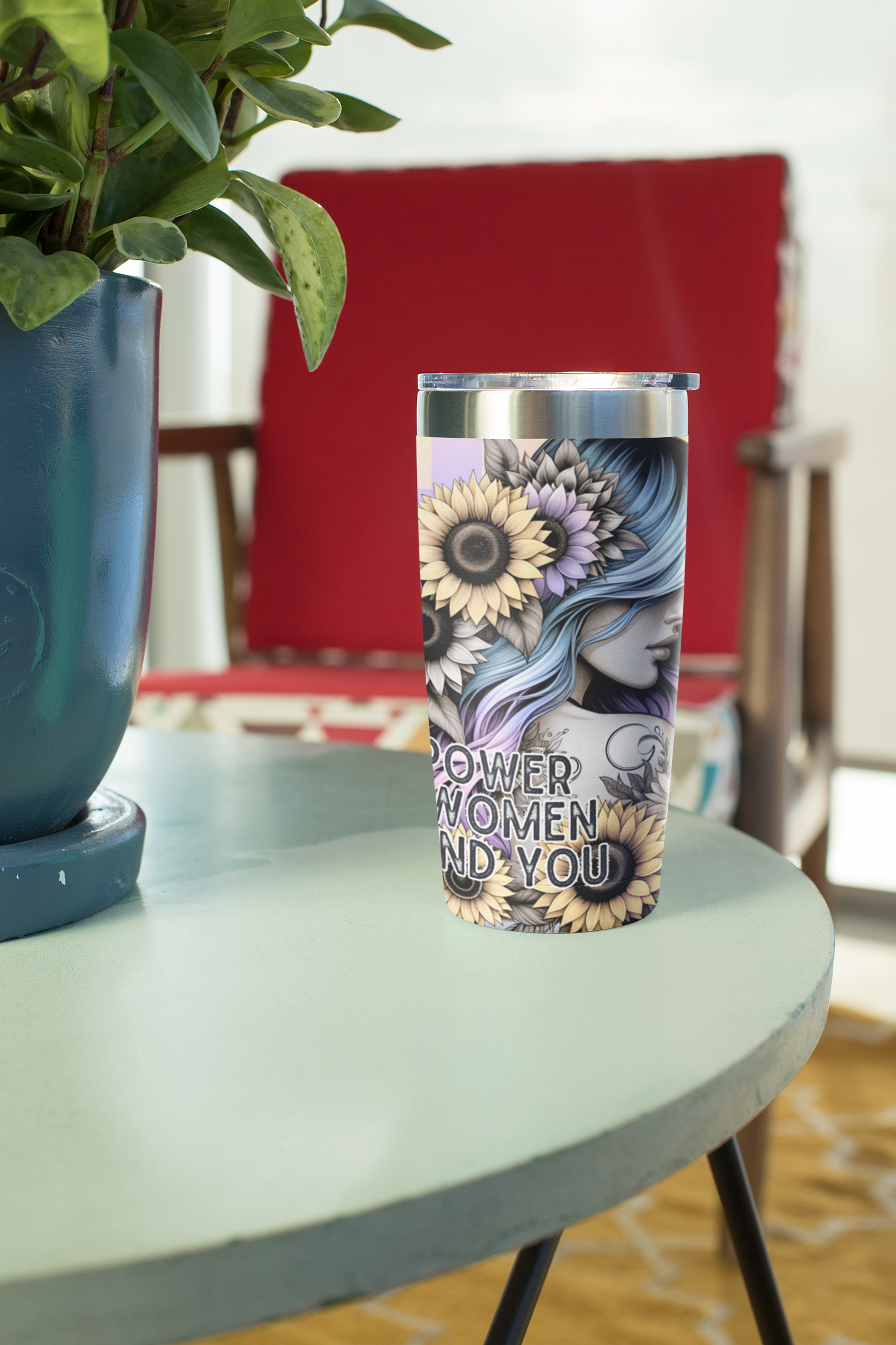 Inspirational Skinny Tumbler | 20oz Floral Motivation with Straw