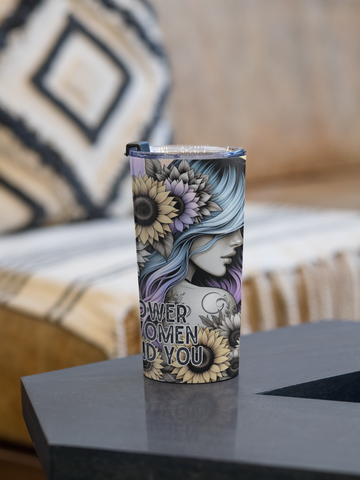 Inspirational Skinny Tumbler | 20oz Floral Motivation with Straw