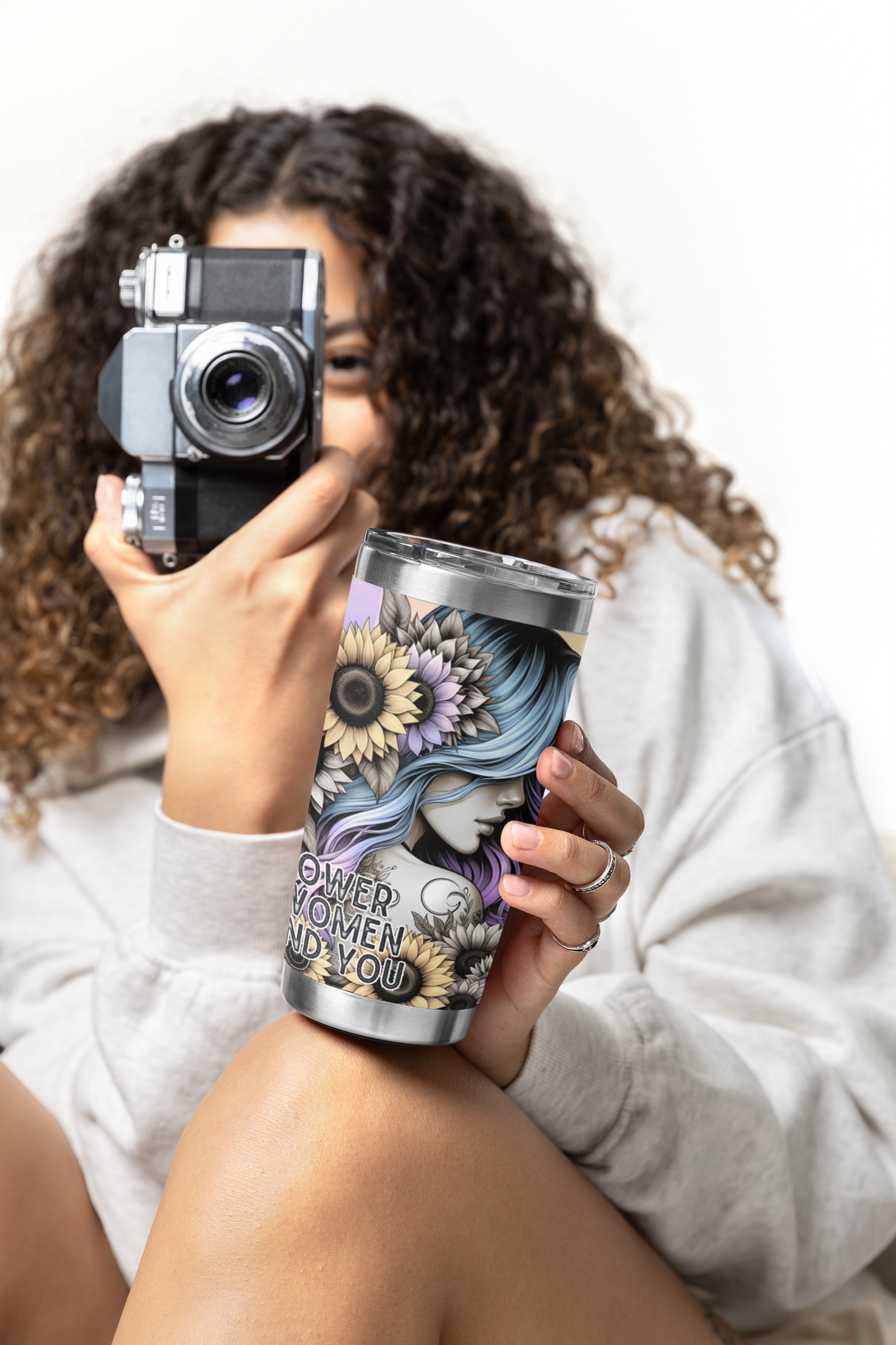 Inspirational Skinny Tumbler | 20oz Floral Motivation with Straw