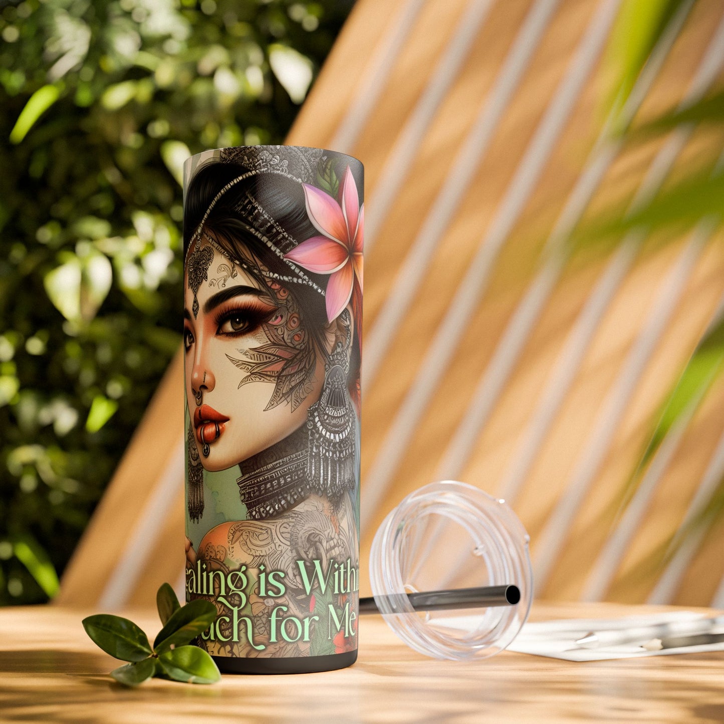 Healing is within your reach-Affirmation Art Skinny Tumbler - 20oz with Straw, Inspirational Quote