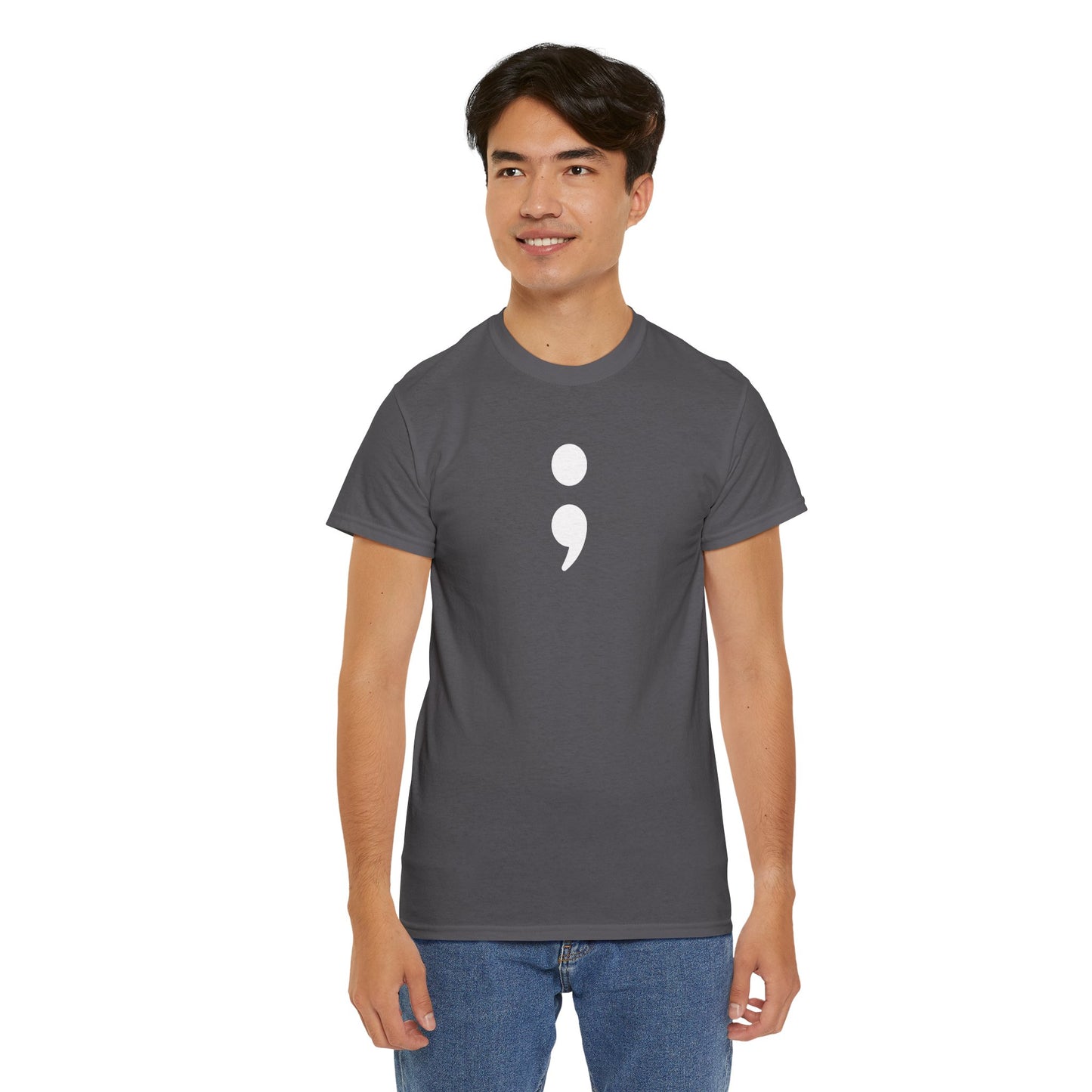 Semi Colon-Suicide Prevention Awareness-Heavy Cotton Tee