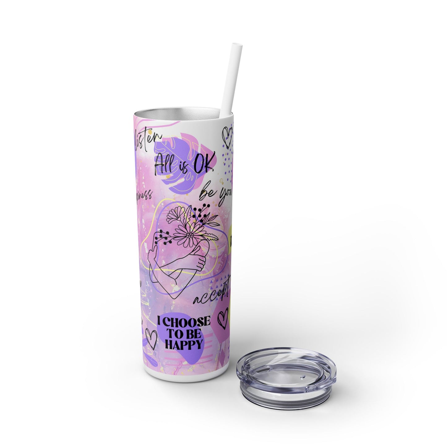 Today i will be my best self- Self Love Skinny Tumbler with Straw, 20oz