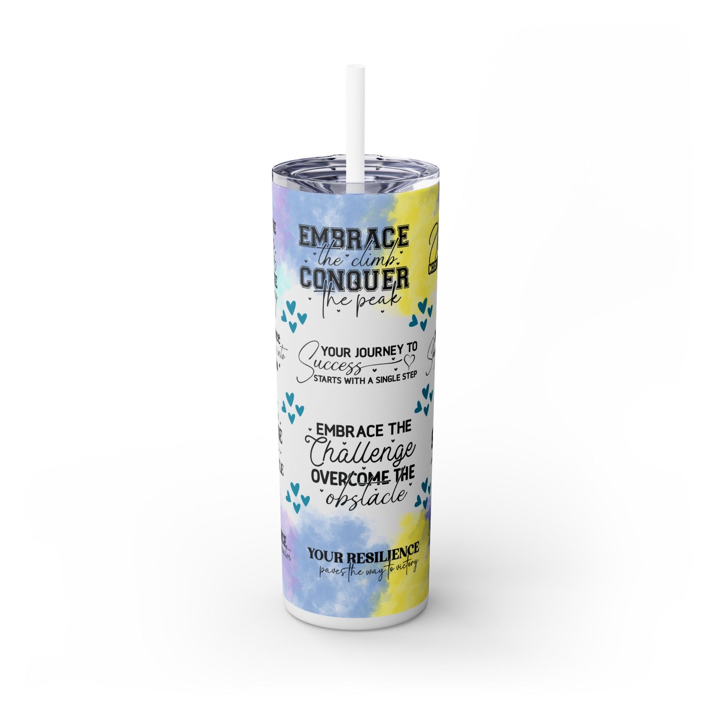Embrace the Challenge-Bohemian Art Skinny Tumbler - 20oz with Straw, Inspirational Quote