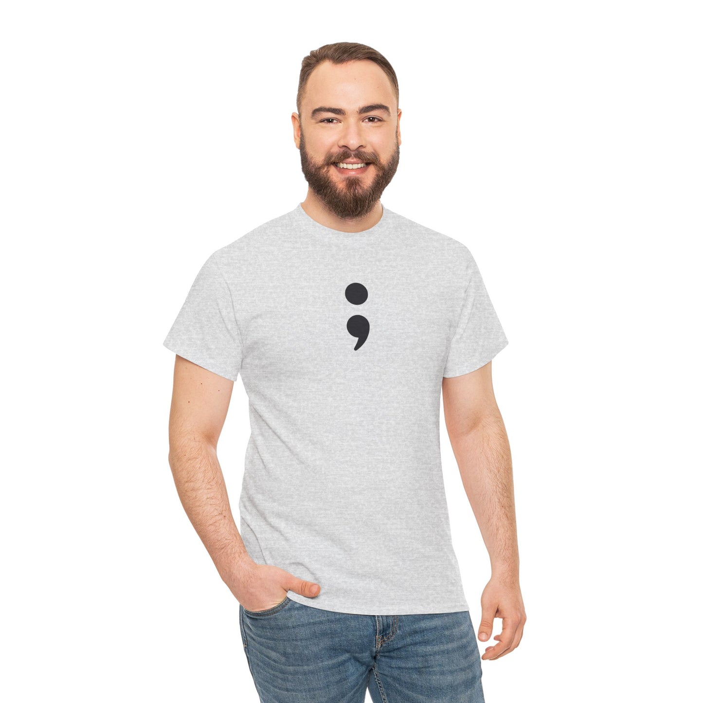 Semi Colon-Suicide Prevention Awareness-Heavy Cotton Tee