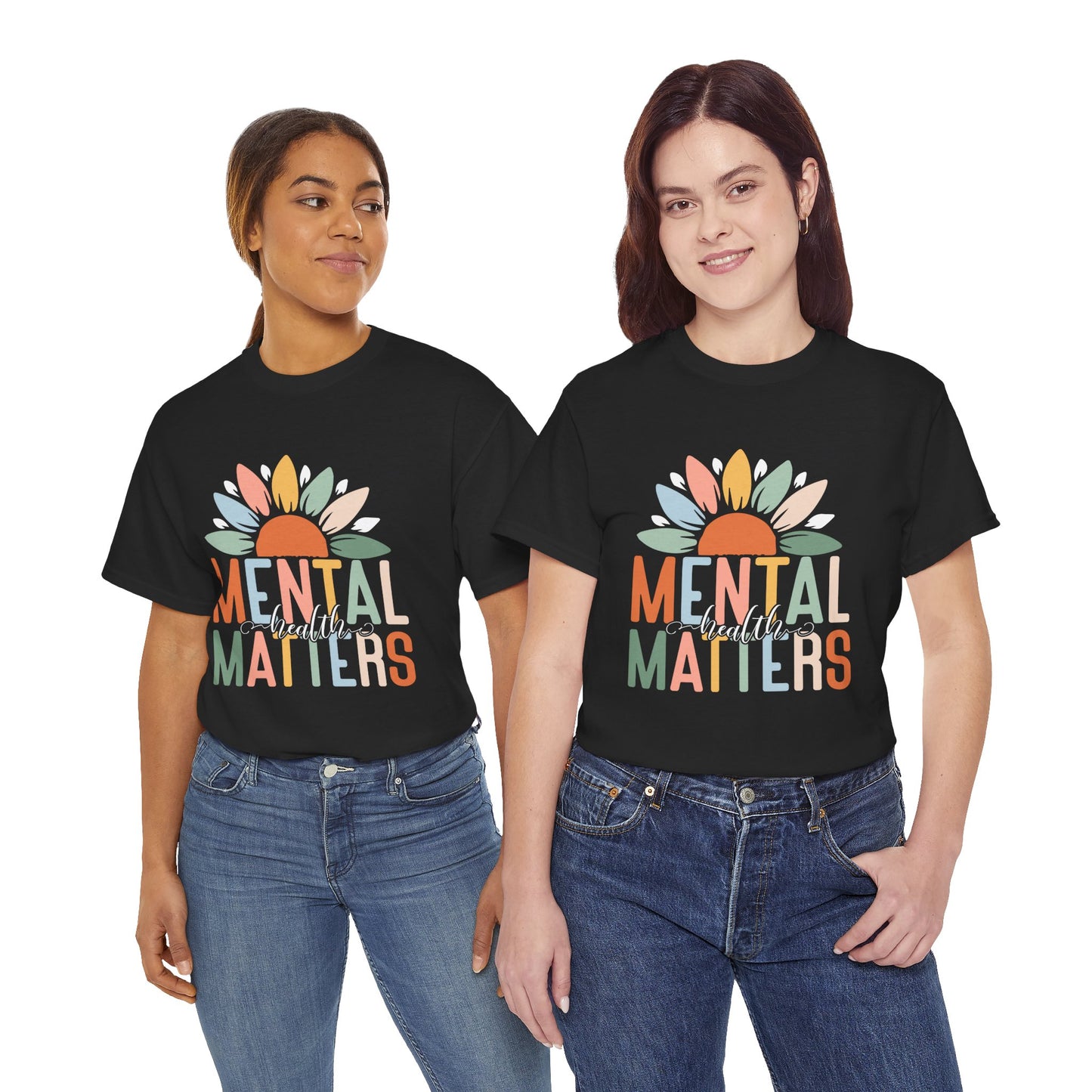 Mental Health Matters-Sunflower Design-Heavy Cotton Tee