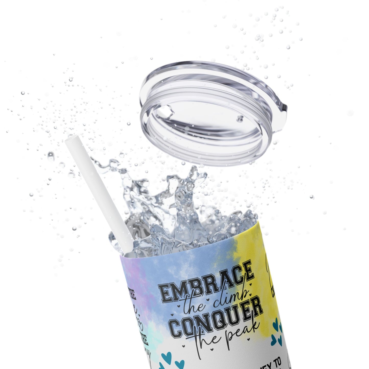 Embrace the Challenge-Bohemian Art Skinny Tumbler - 20oz with Straw, Inspirational Quote