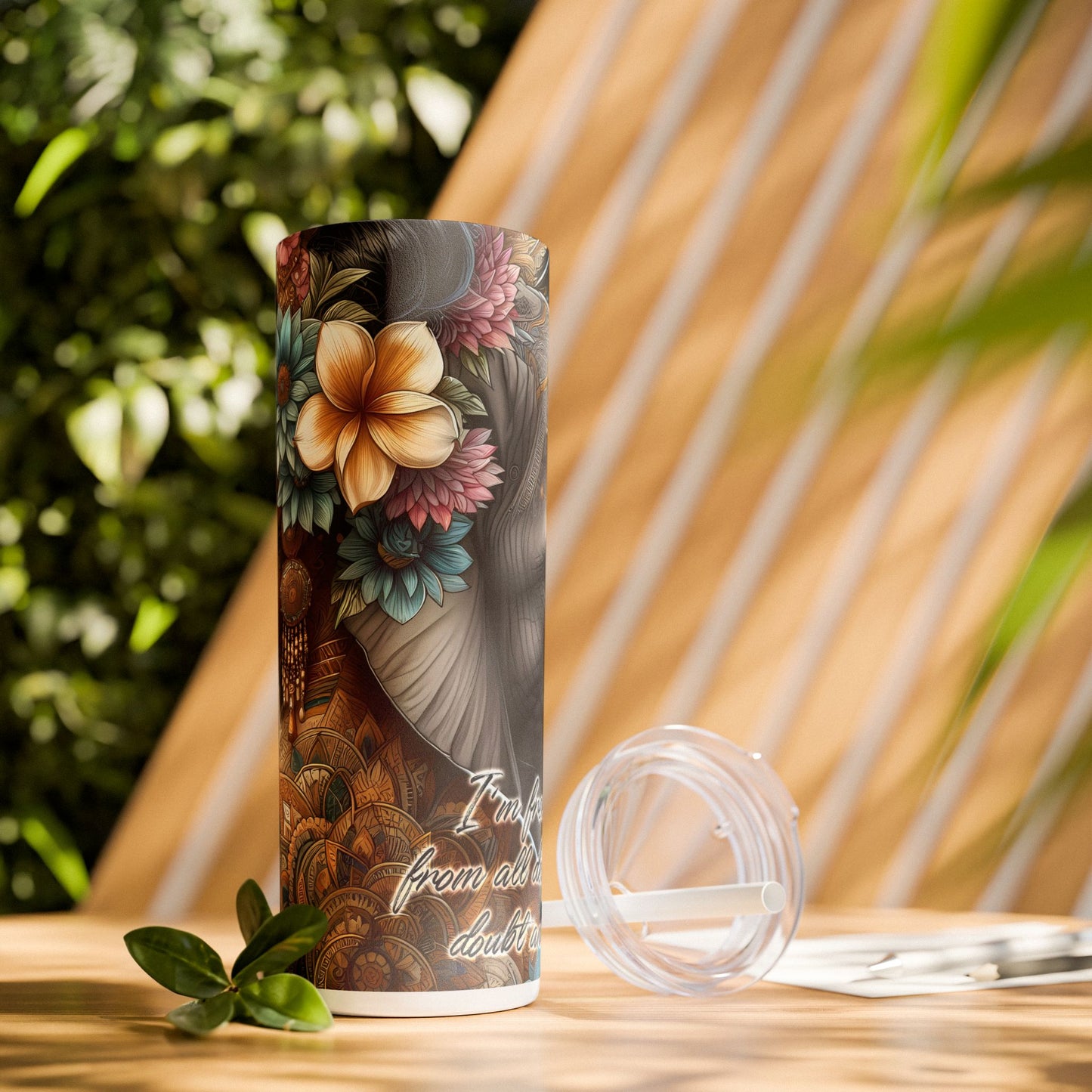 Im freeing myself from doubt and fear-Affirmation Art Skinny Tumbler - 20oz with Straw