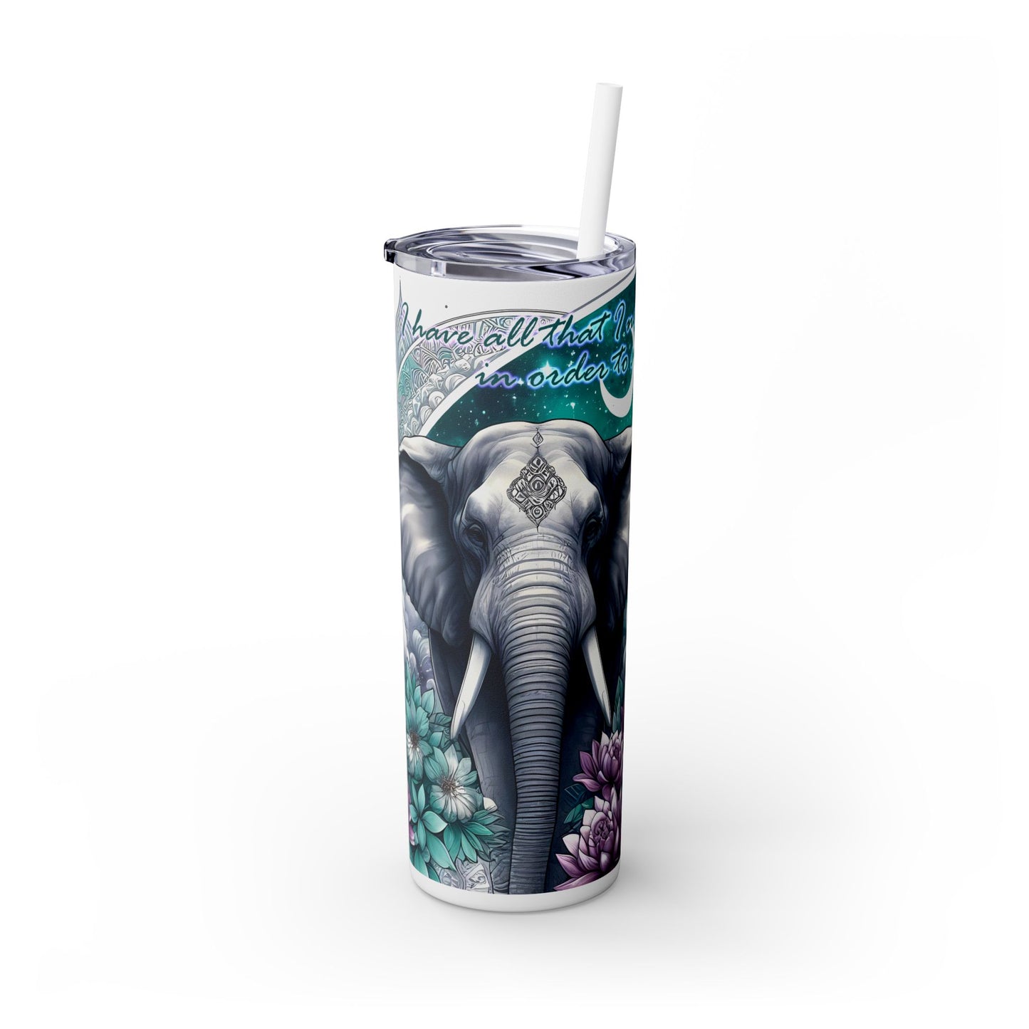 I have all that i need to succeed-Affirmation Art Skinny Tumbler - 20oz with Straw