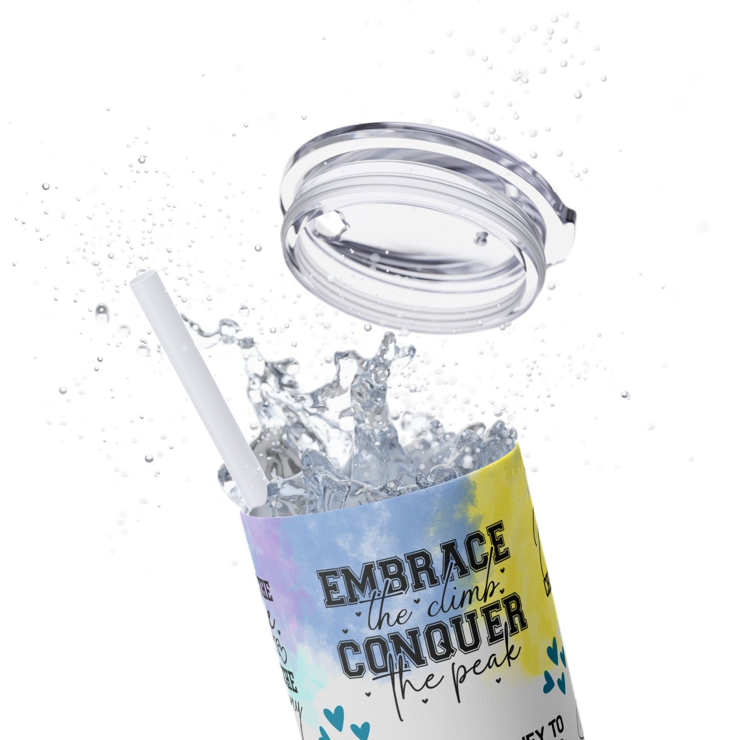 Embrace the Challenge-Bohemian Art Skinny Tumbler - 20oz with Straw, Inspirational Quote