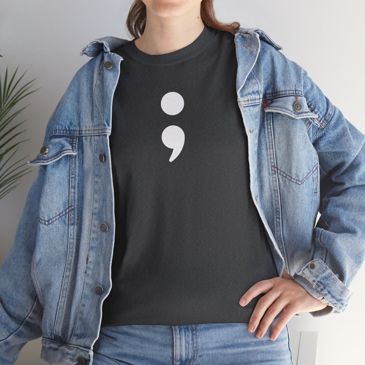Semi Colon-Suicide Prevention Awareness-Heavy Cotton Tee