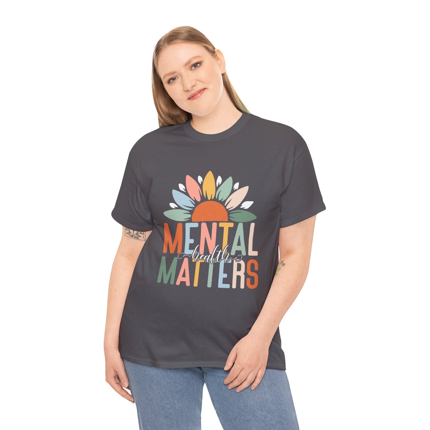 Mental Health Matters-Sunflower Design-Heavy Cotton Tee