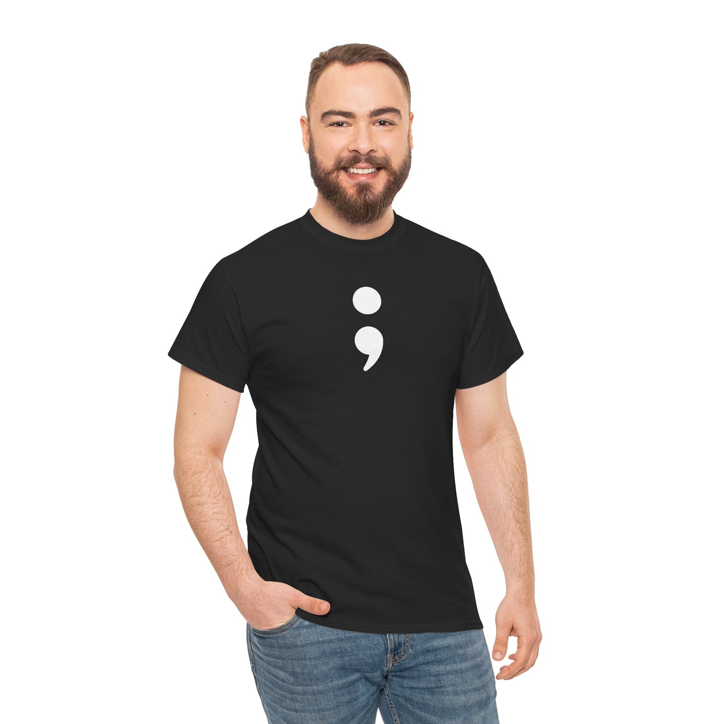 Semi Colon-Suicide Prevention Awareness-Heavy Cotton Tee