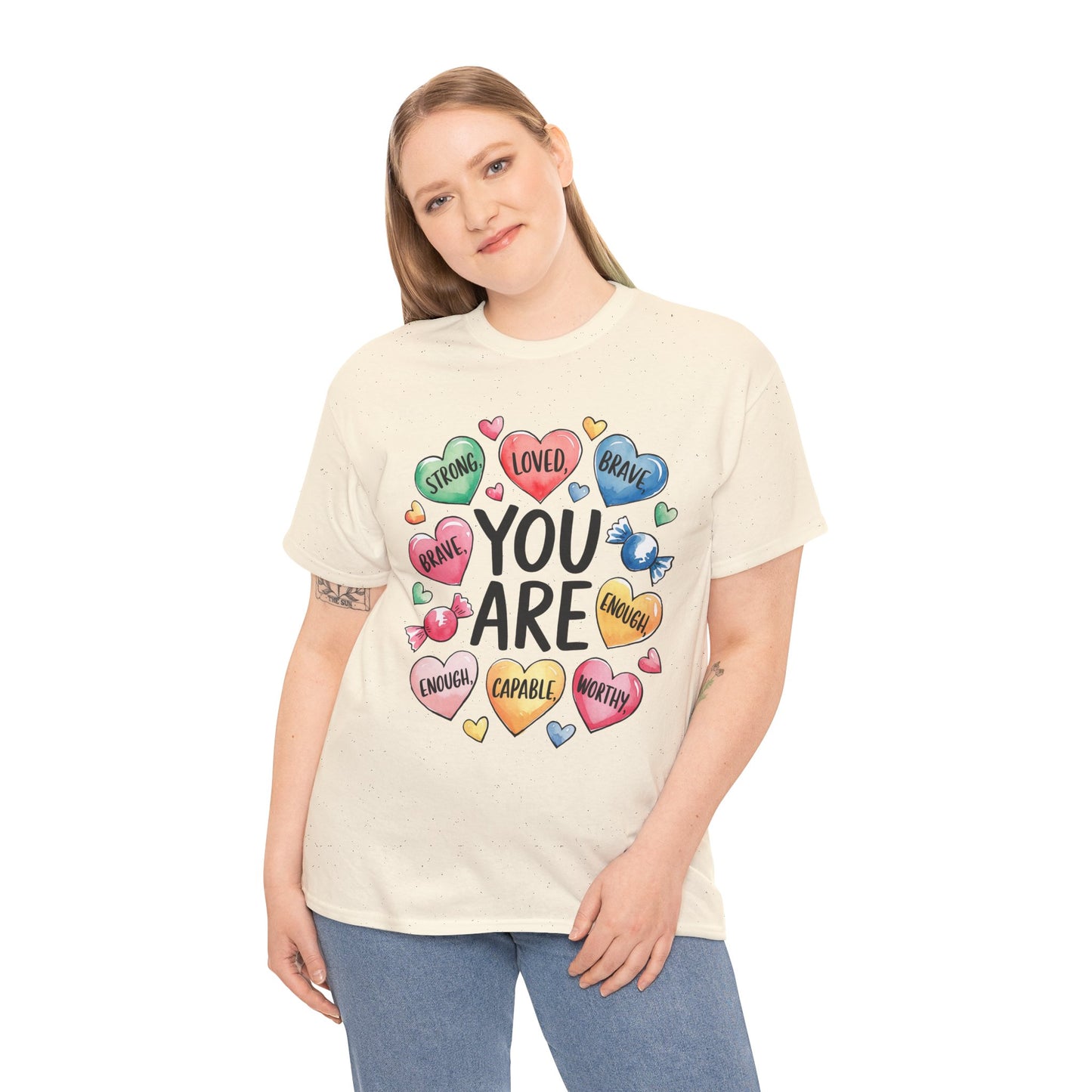 Self Love Inspirational Unisex Heavy Cotton Tee-You are Loved, Strong, Enough