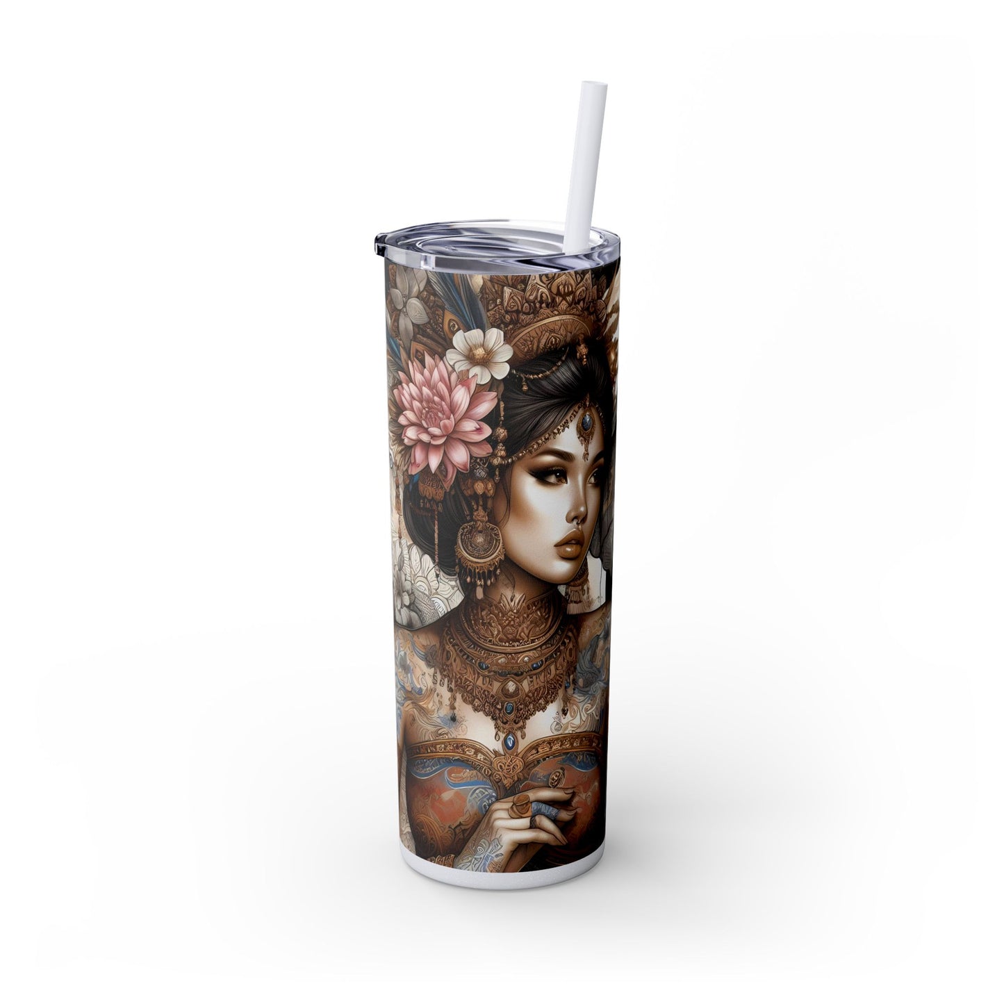 Im in the right place doing the right thing-Affirmation Art Skinny Tumbler - 20oz with Straw