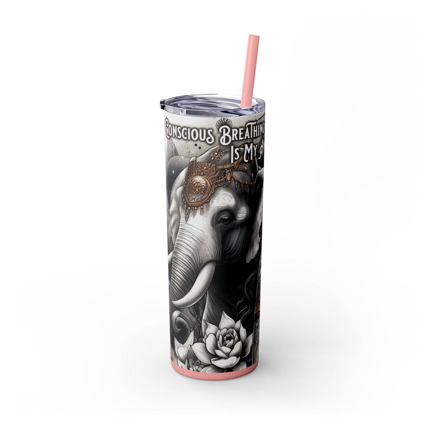 Conscious breathing is my anchor-Affirmation Art Skinny Tumbler - 20oz with Straw