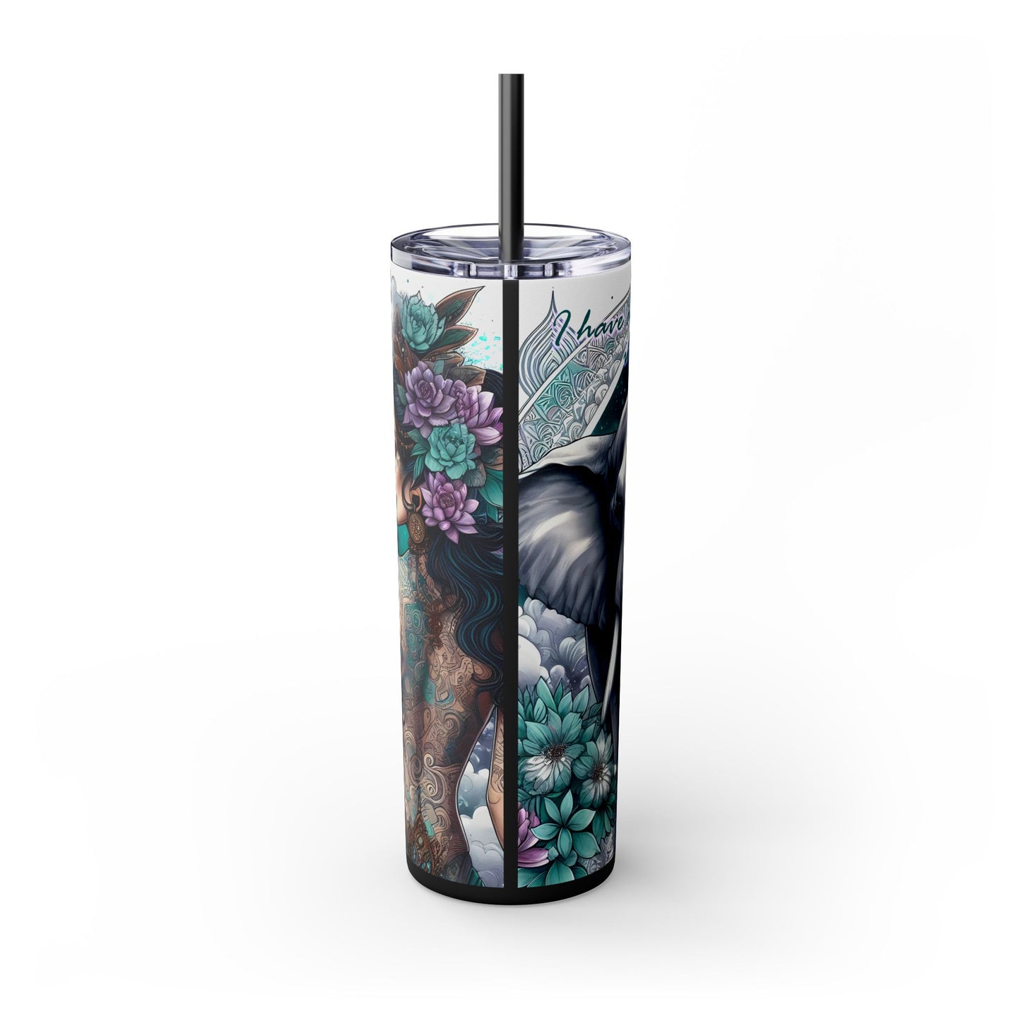 I have all that i need to succeed-Affirmation Art Skinny Tumbler - 20oz with Straw
