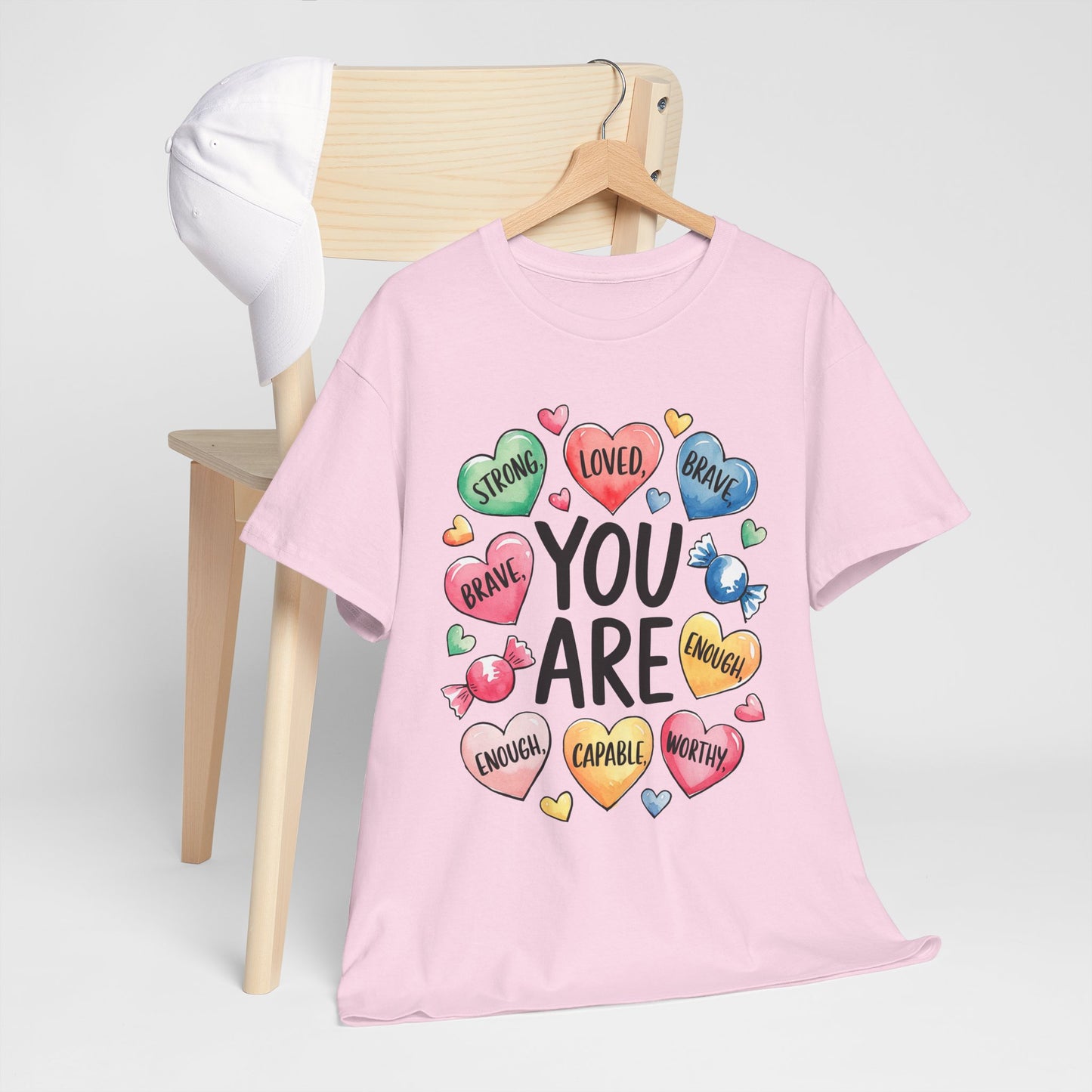 Self Love Inspirational Unisex Heavy Cotton Tee-You are Loved, Strong, Enough