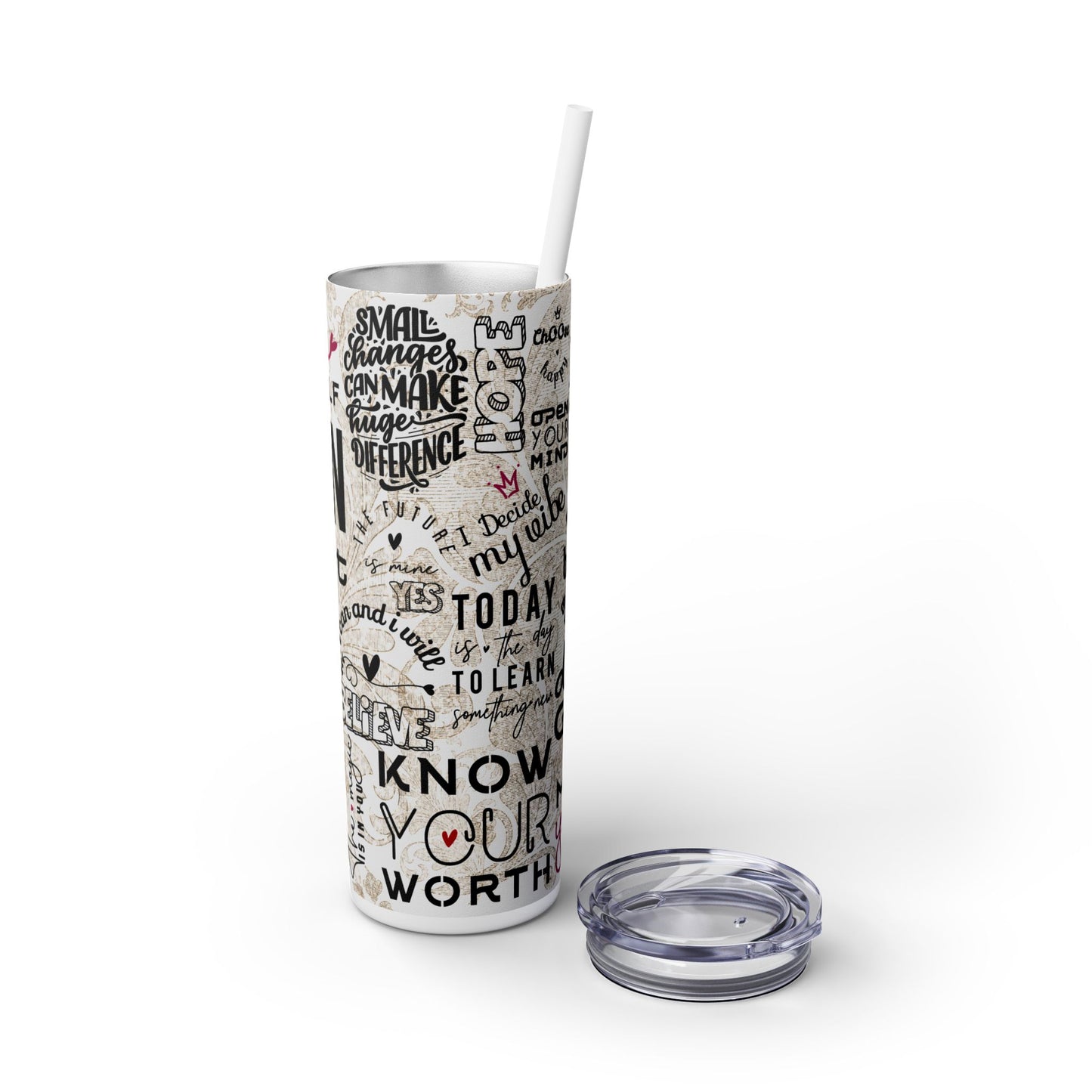 I Can Do It- Self Love Skinny Tumbler with Straw, 20oz