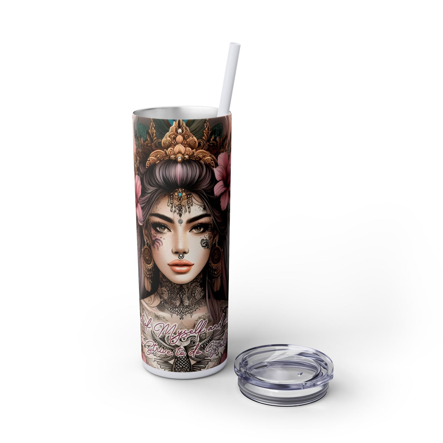 Im proud of myself-Affirmation Art Skinny Tumbler - 20oz with Straw