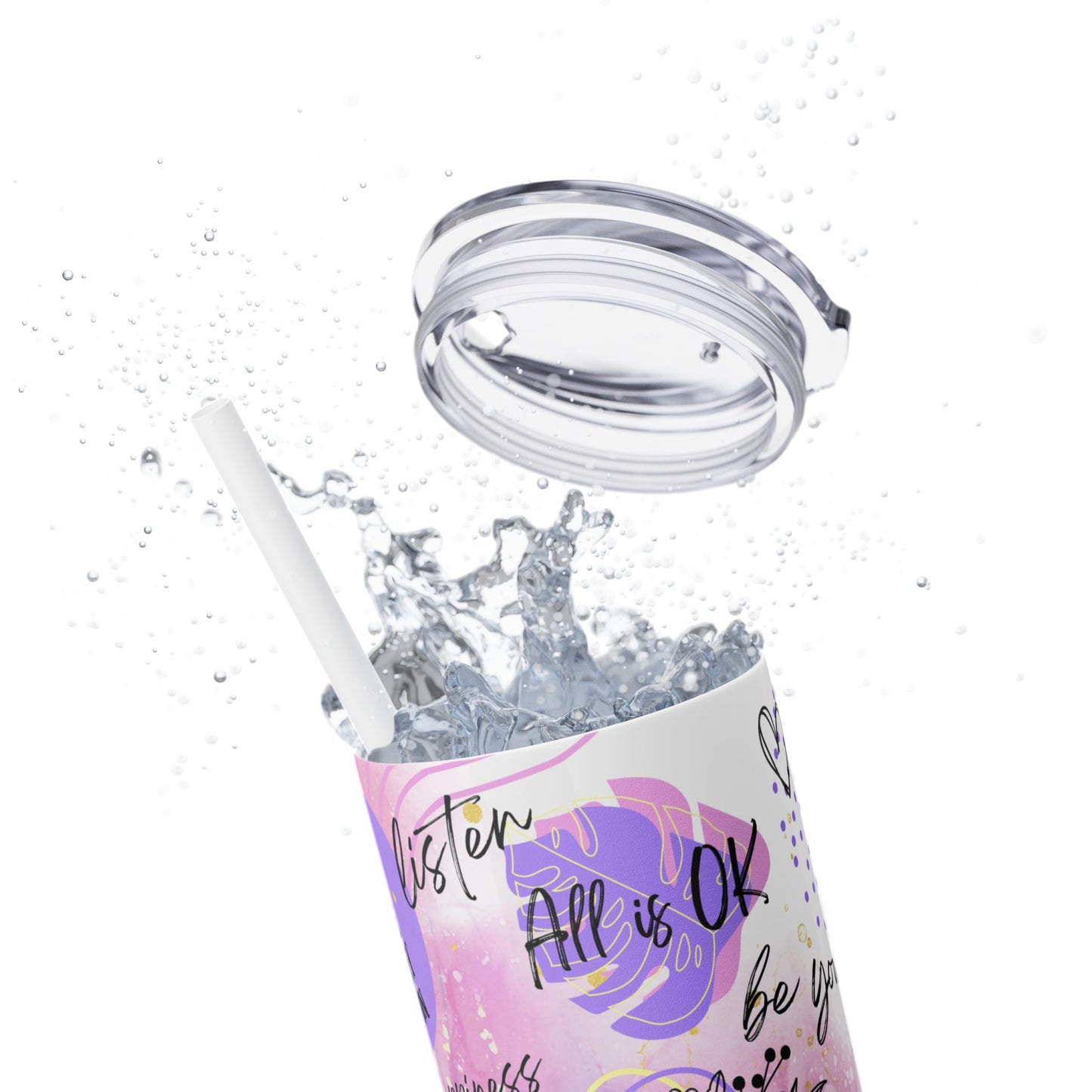 Today i will be my best self- Self Love Skinny Tumbler with Straw, 20oz