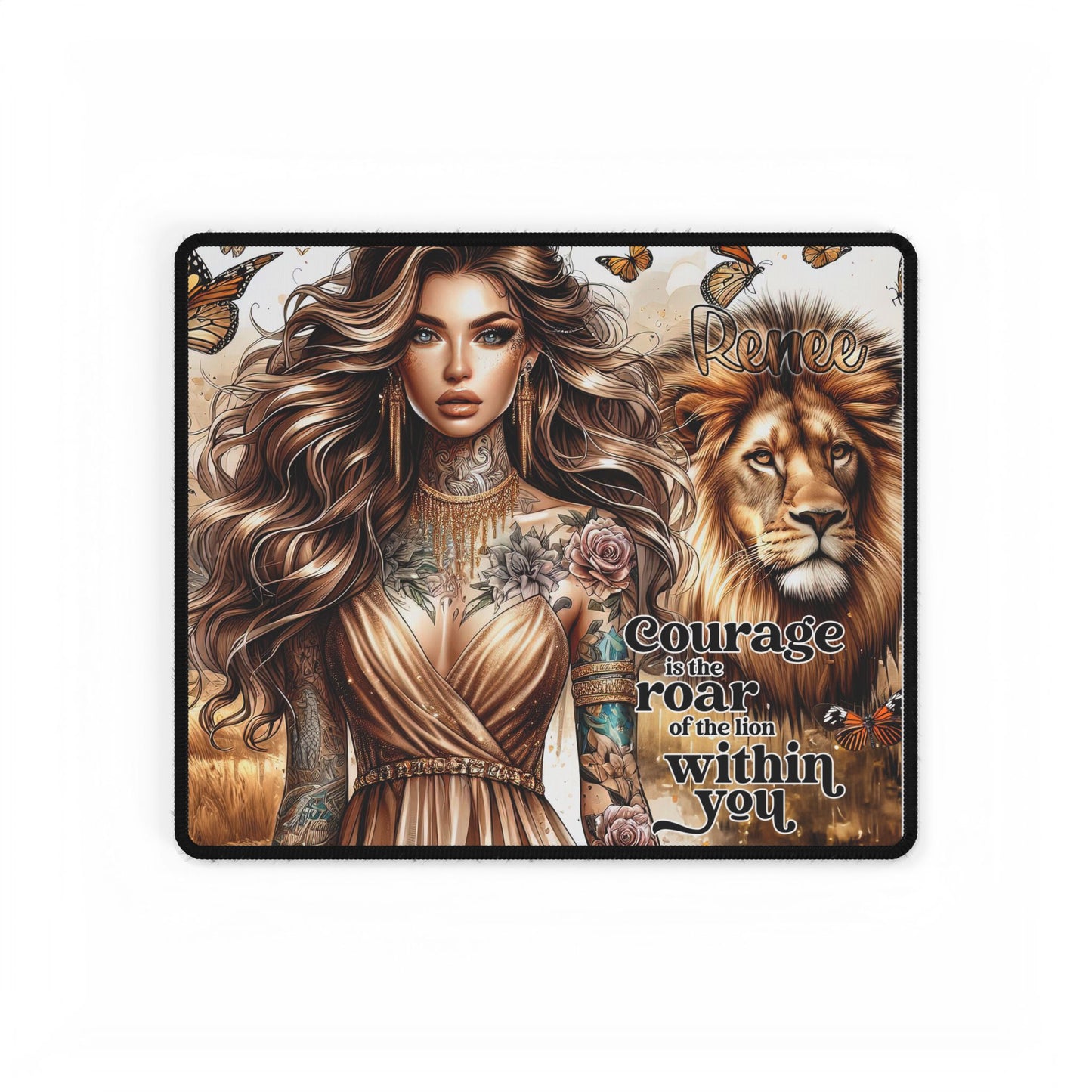Inspirational Mouse Pad - Courage is the Roar of the Lion Within You - Perfect Gift for Strength and Empowerment