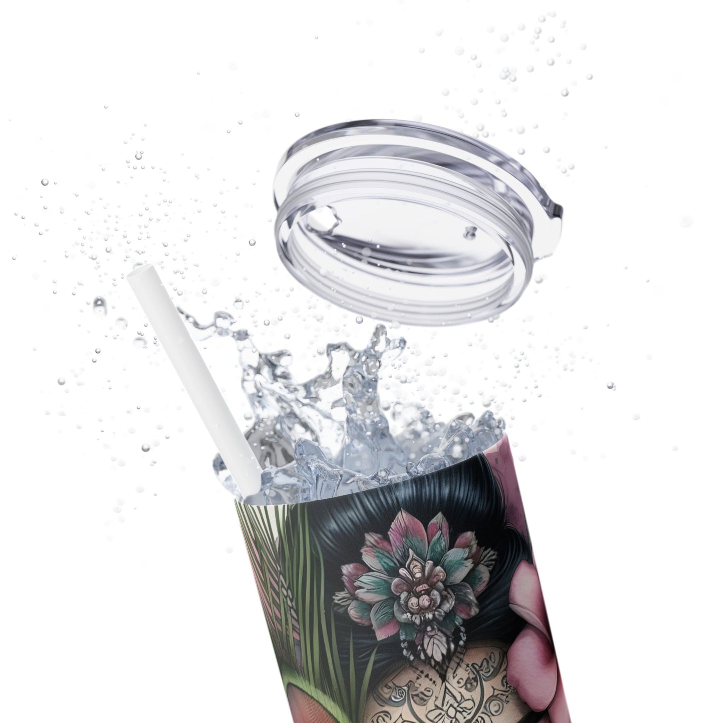 Im Thankful for thelove in my life -Affirmation Art Skinny Tumbler - 20oz with Straw