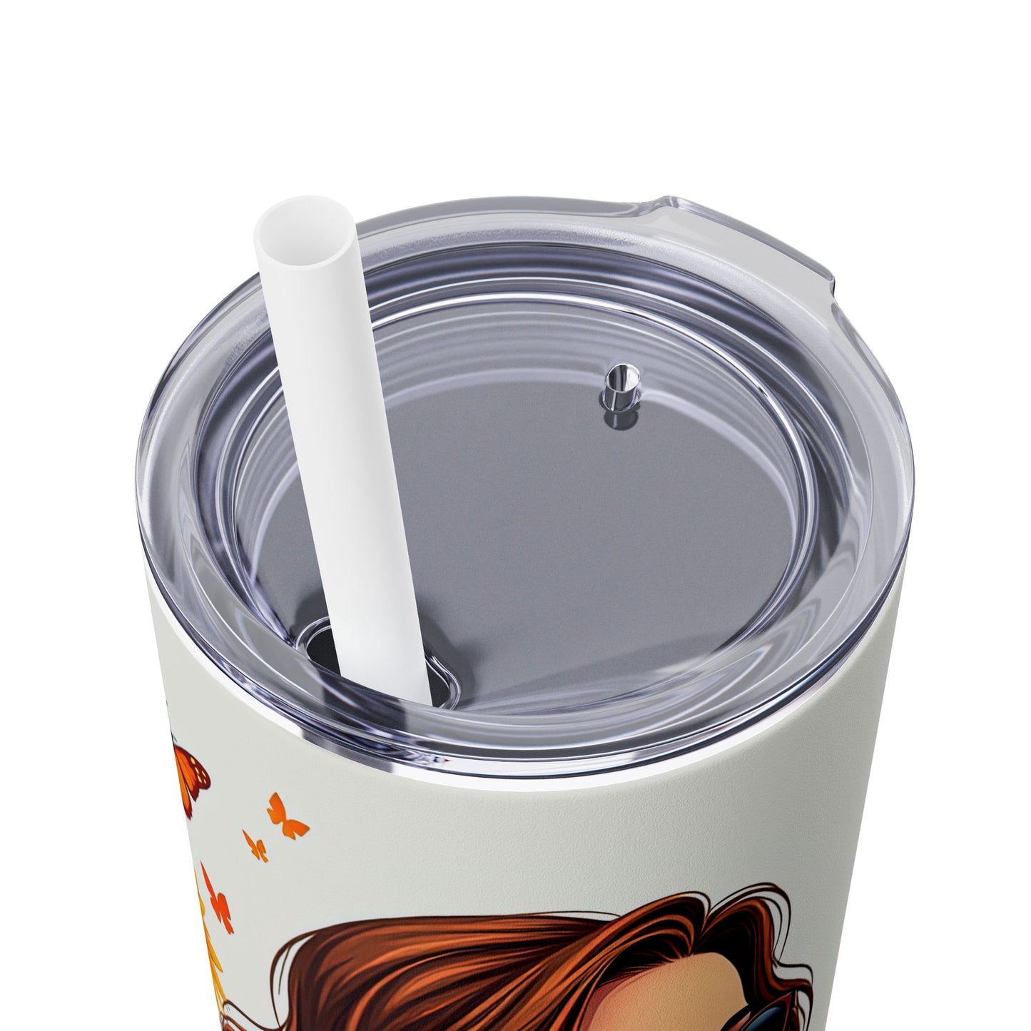 Self Love is Super Power-Bohemian Art Skinny Tumbler - 20oz with Straw, Inspirational Quote