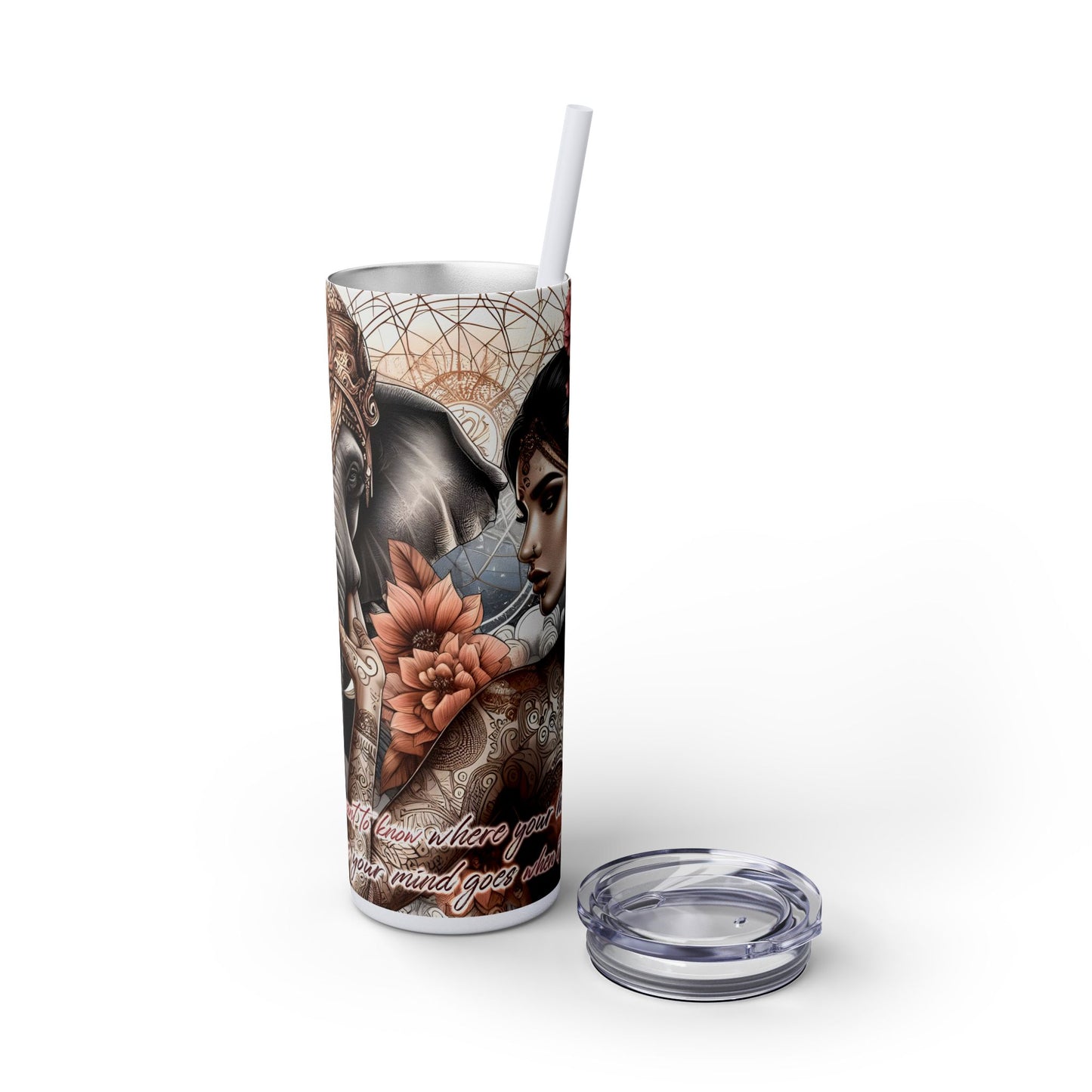 Where your heart is -Affirmation Art Skinny Tumbler - 20oz with Straw