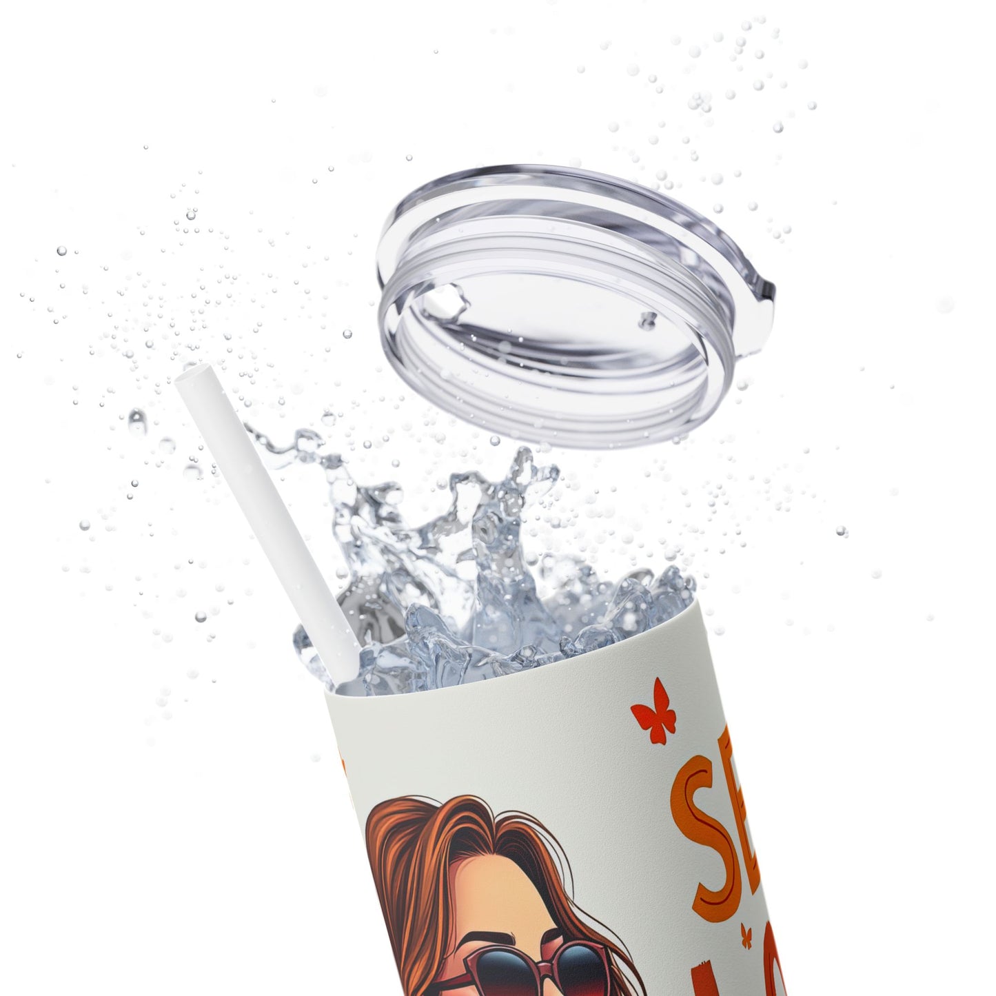 Self Love is Super Power-Bohemian Art Skinny Tumbler - 20oz with Straw, Inspirational Quote