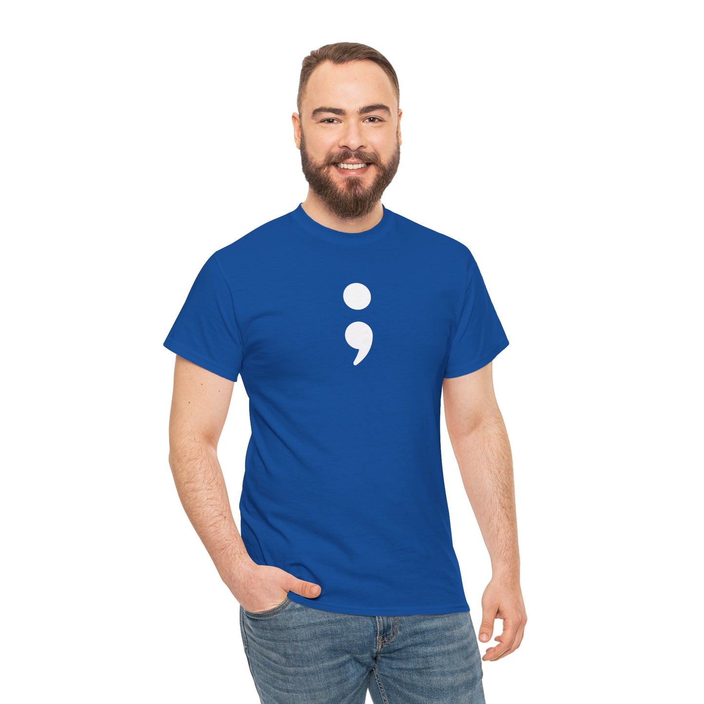 Semi Colon-Suicide Prevention Awareness-Heavy Cotton Tee
